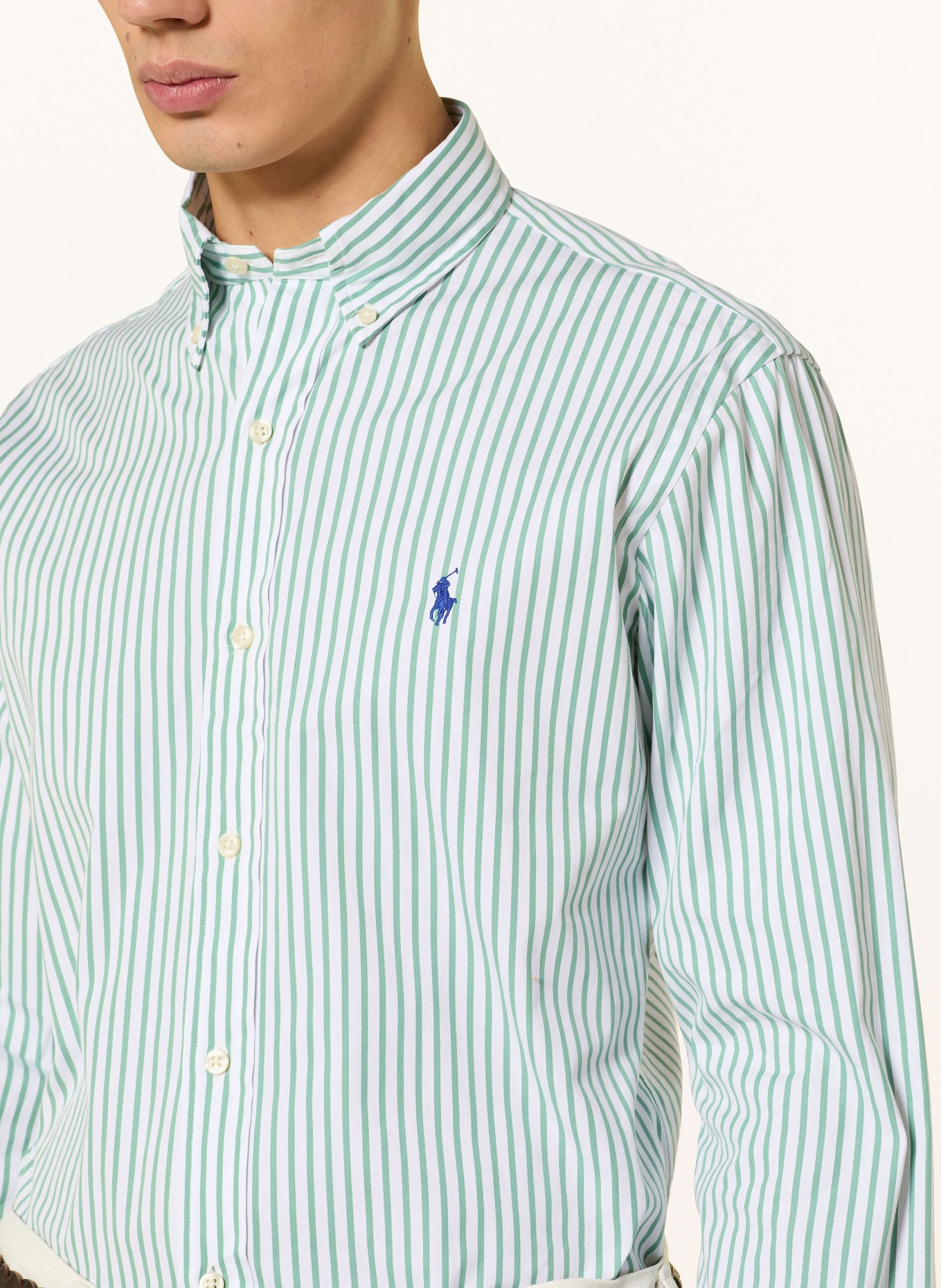 POLO RALPH LAUREN Chemise Custom Fit: BLANC / VERT