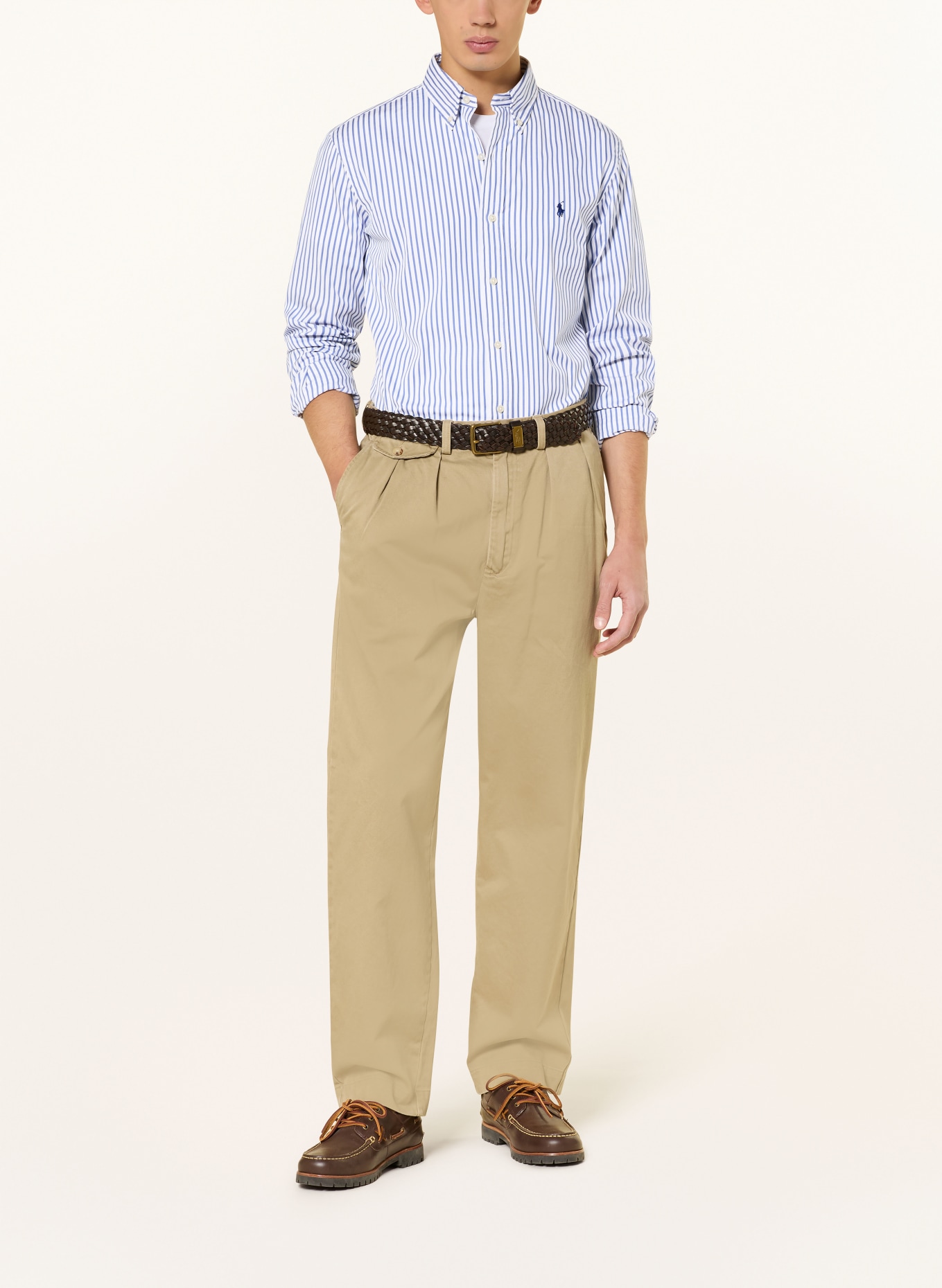 POLO RALPH LAUREN Chemise Custom Fit: BLANC / BLEU