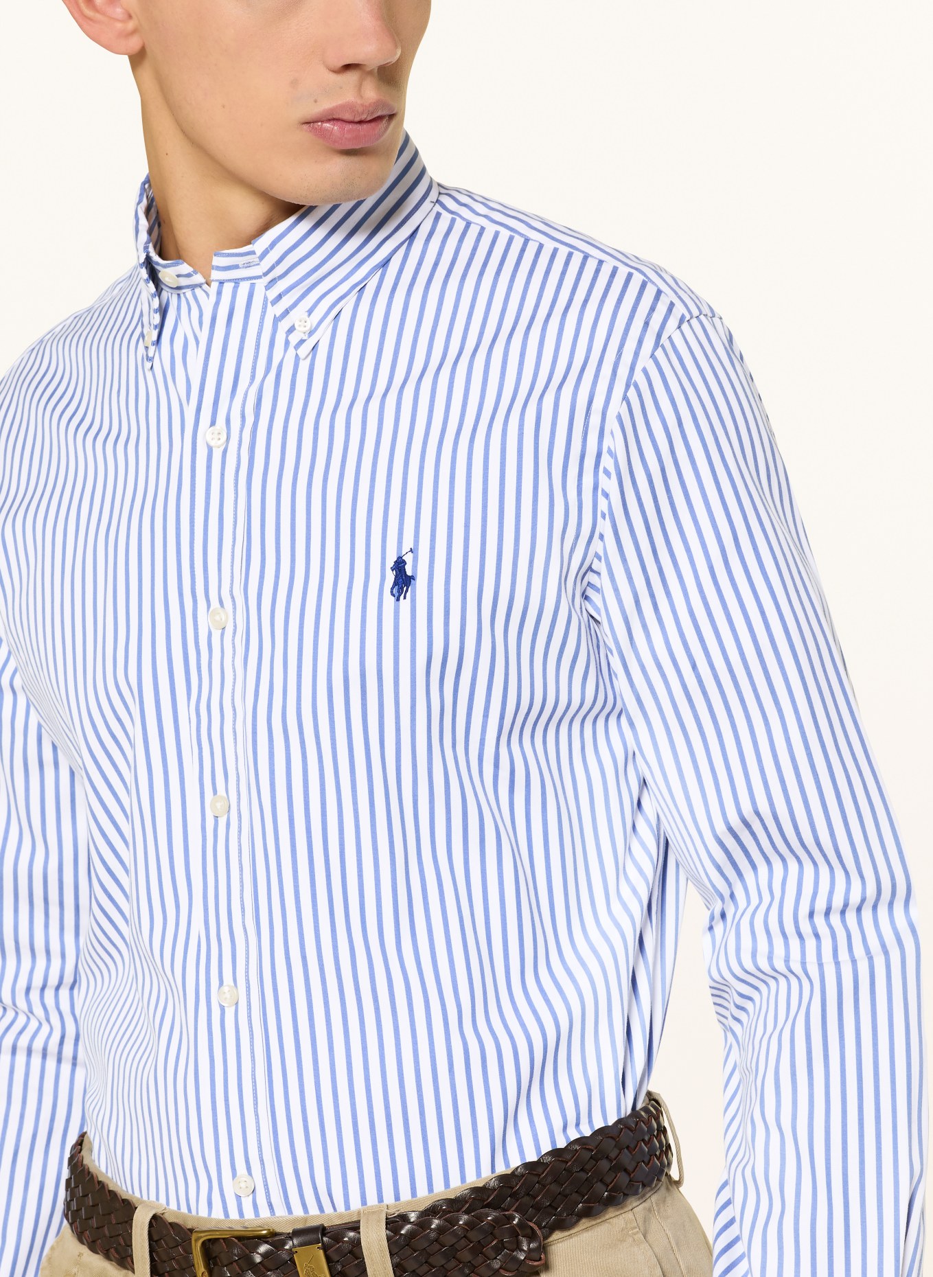 POLO RALPH LAUREN Chemise Custom Fit: BLANC / BLEU