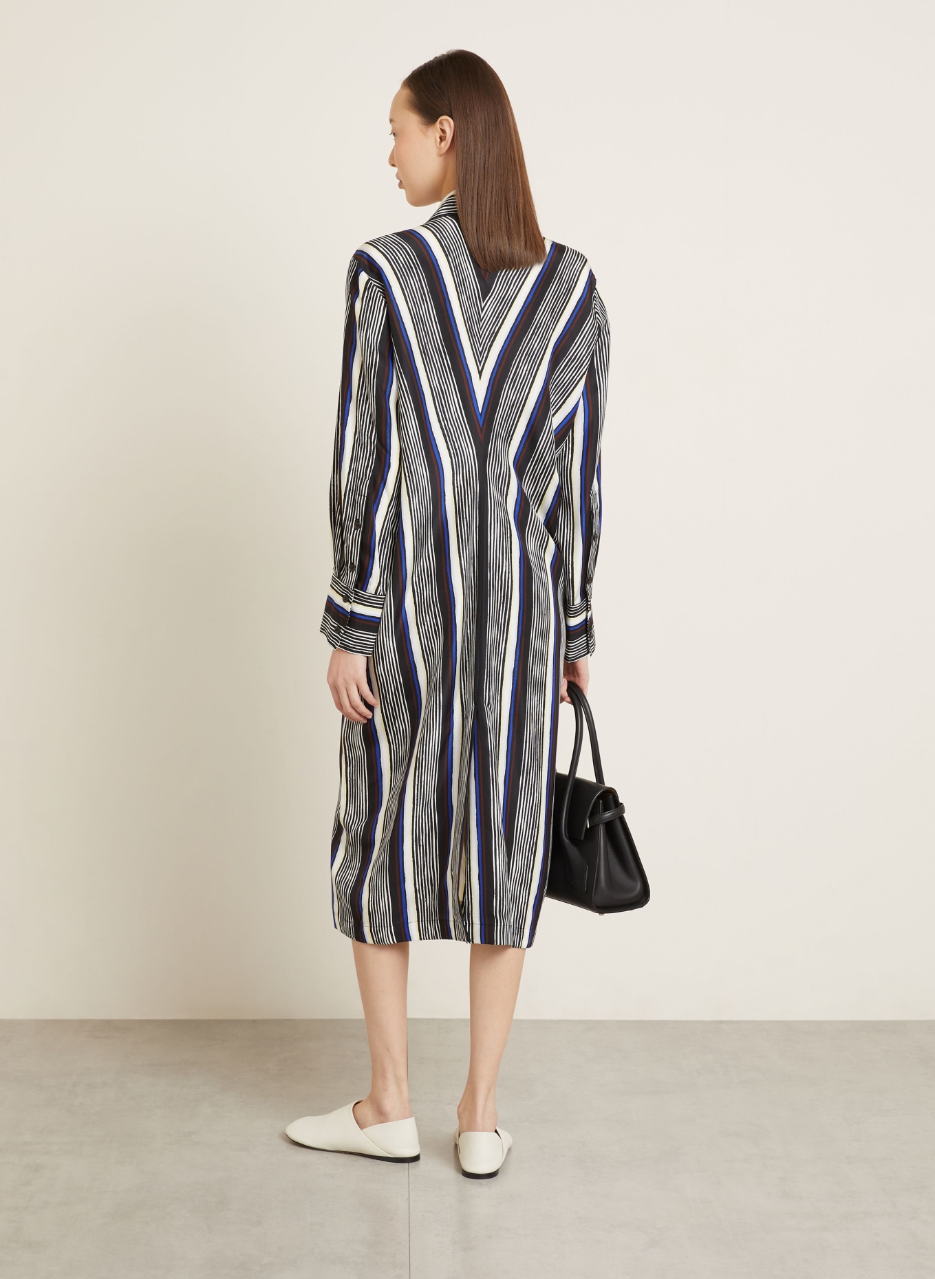 Proenza Schouler Hemdblusenkleid AMIRA aus Seide: SCHWARZ / BLAU / WEISS