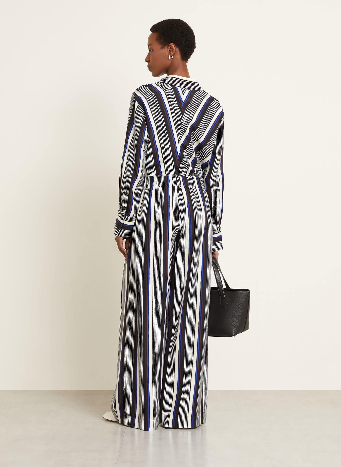 Proenza Schouler AMIRA silk wide-leg pants: BLACK / BLUE / WHITE