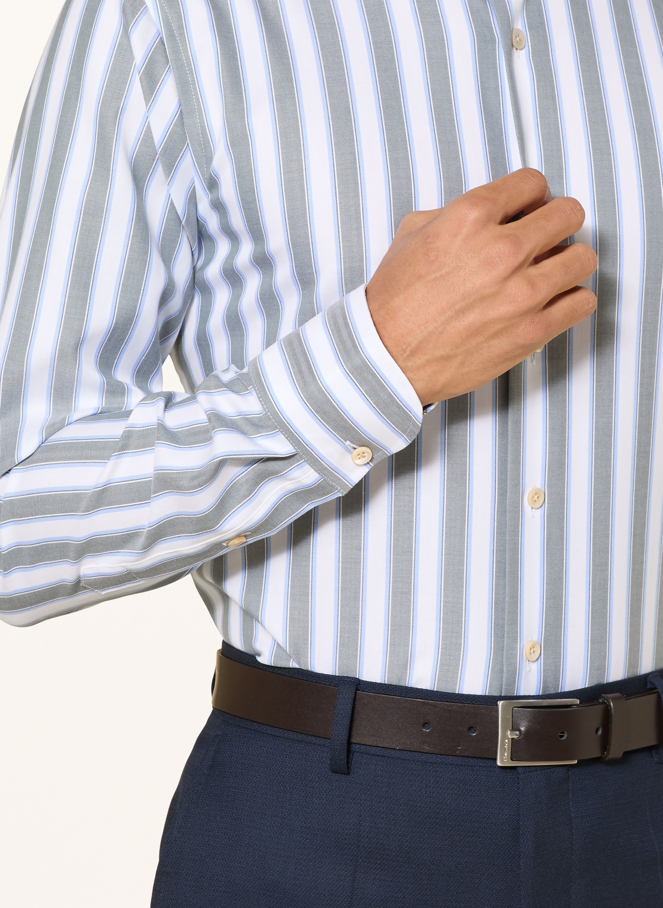 OLYMP SIGNATURE Hemd Signature tailored fit: WEISS / DUNKELGRÜN / HELLBLAU