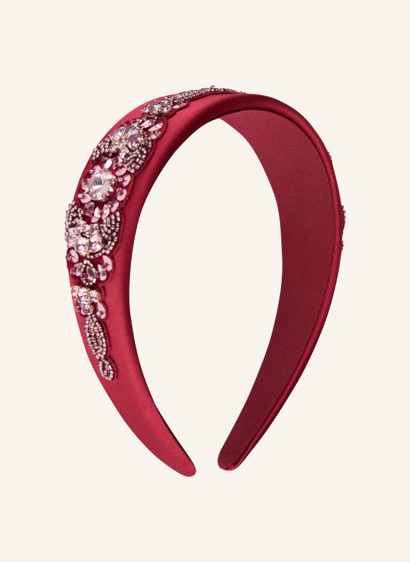 ETRO Haarreif aus Satin mit Schmucksteinen: DUNKELROT