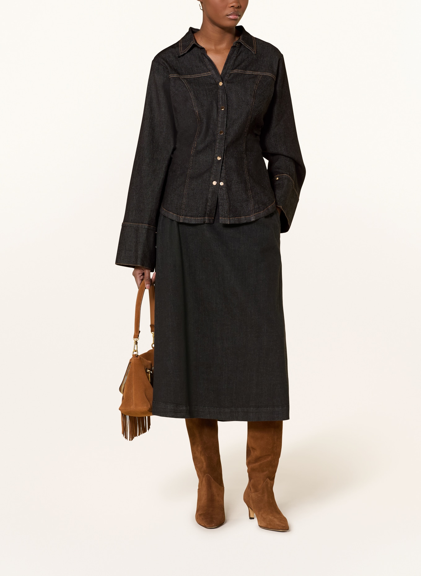 NEO NOIR RABIA denim blouse: DARK GRAY