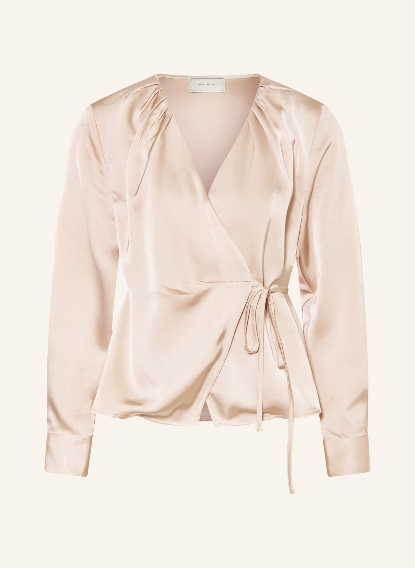 NEO NOIR CAPRINA wrap blouse in satin: BEIGE