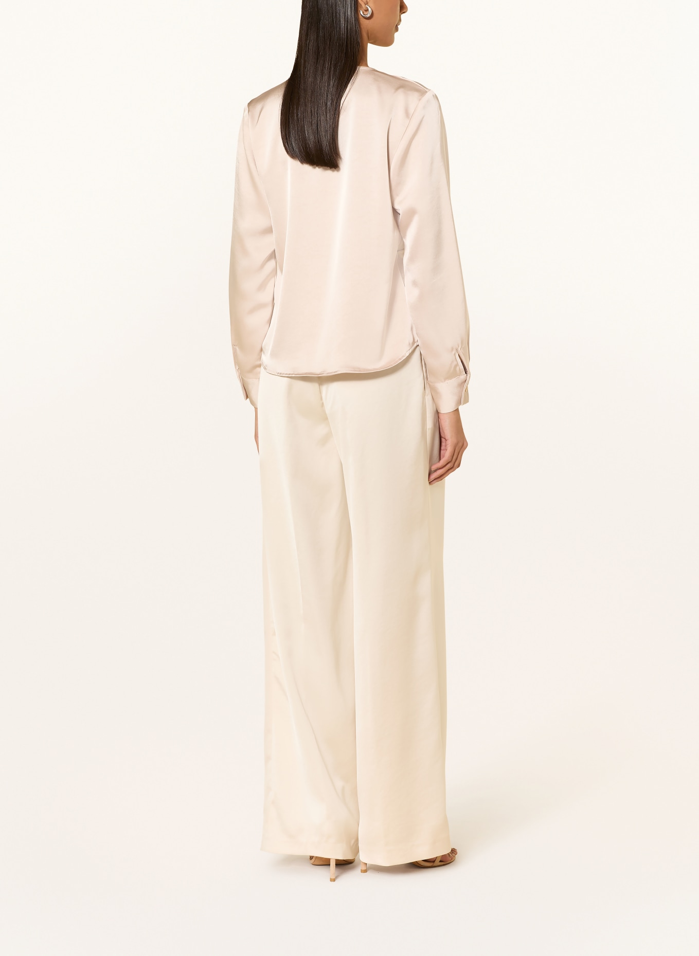 NEO NOIR CAPRINA wrap blouse in satin: BEIGE