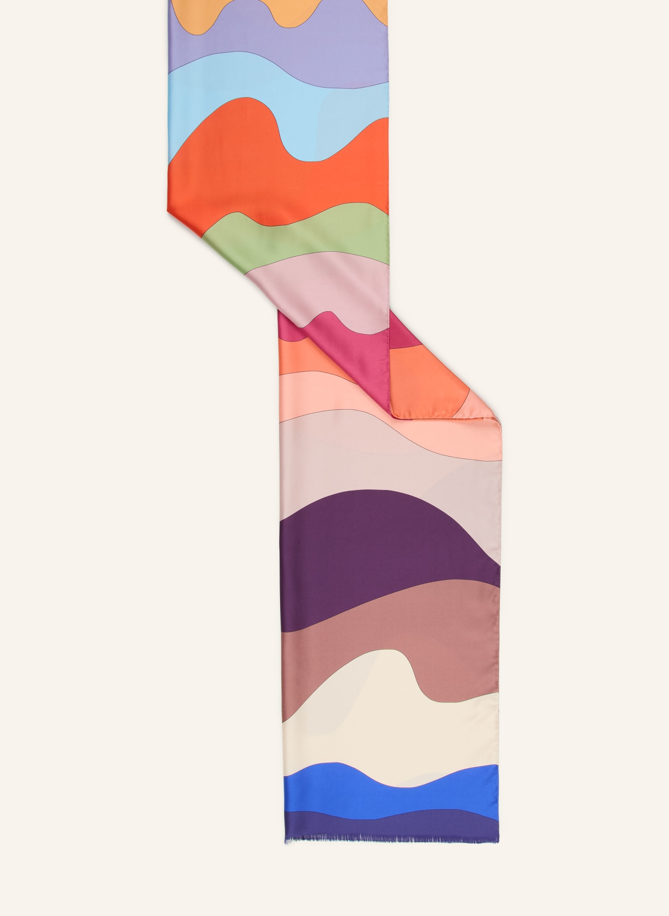 Barbieri silk scarf: LIGHT BLUE / DARK RED / ORANGE