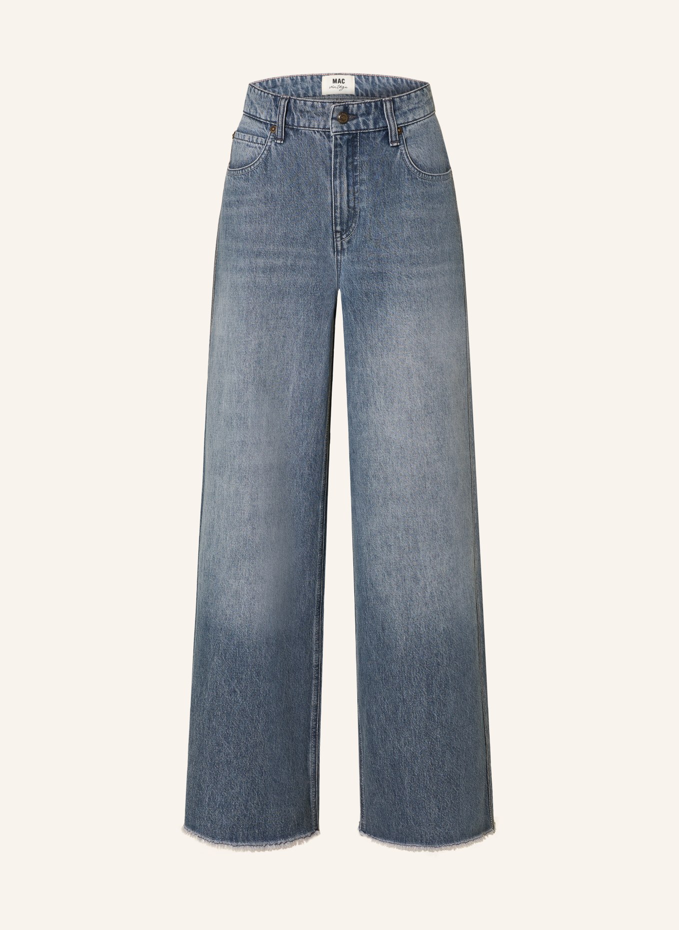 MAC NEVADA wide-leg jeans with gemstone trim: D536 new vintage wash