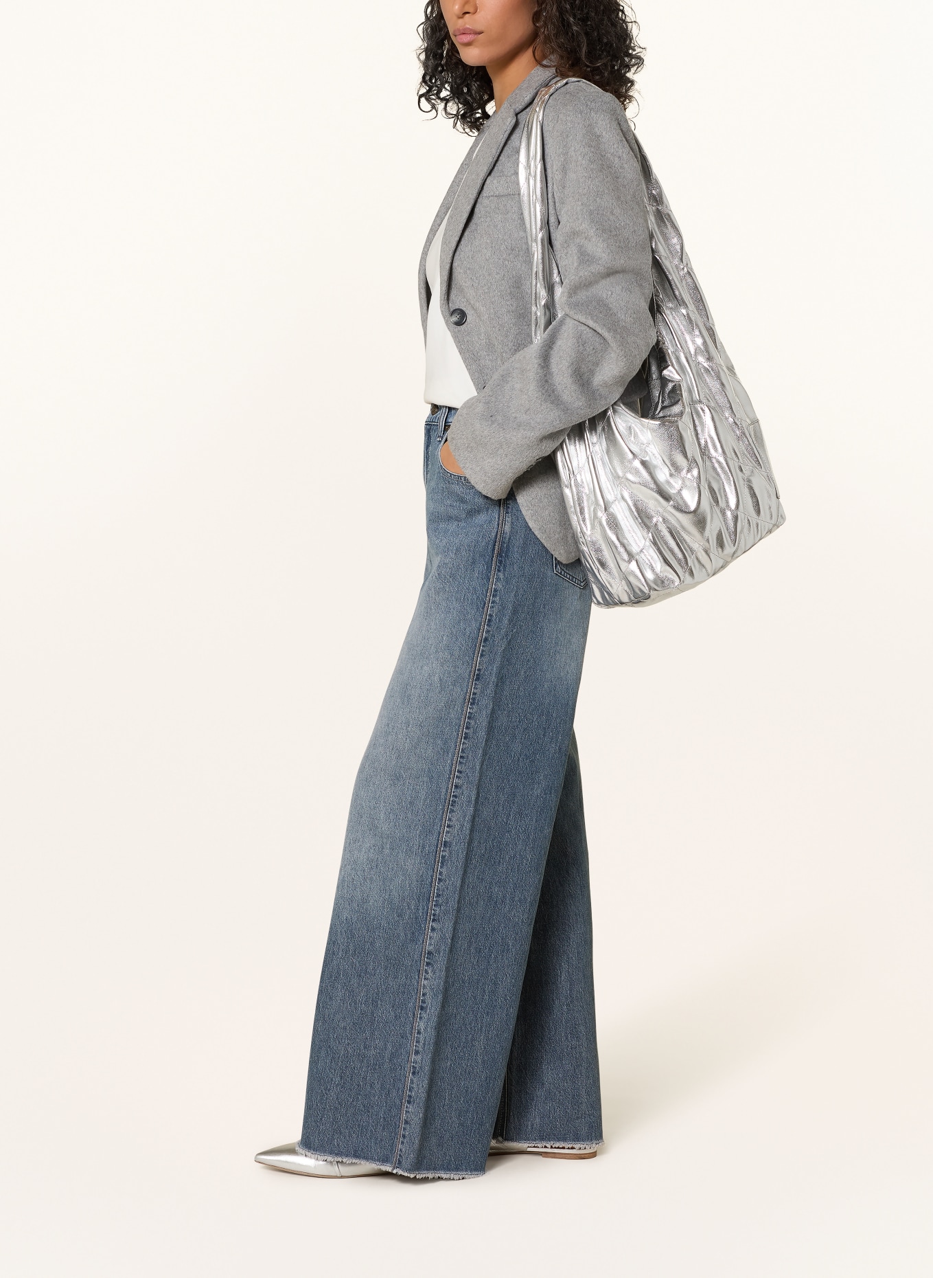 MAC NEVADA wide-leg jeans with gemstone trim: D536 new vintage wash