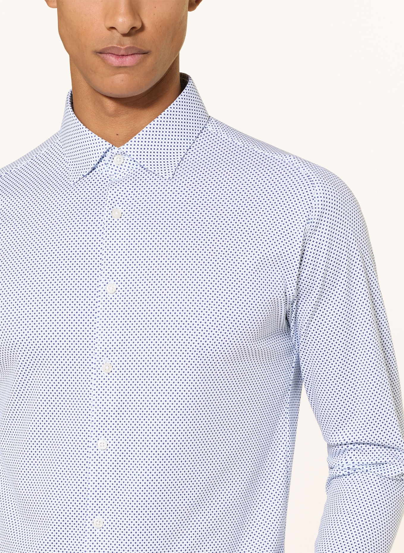 DESOTO Jerseyhemd Slim Fit: WEISS / BLAU