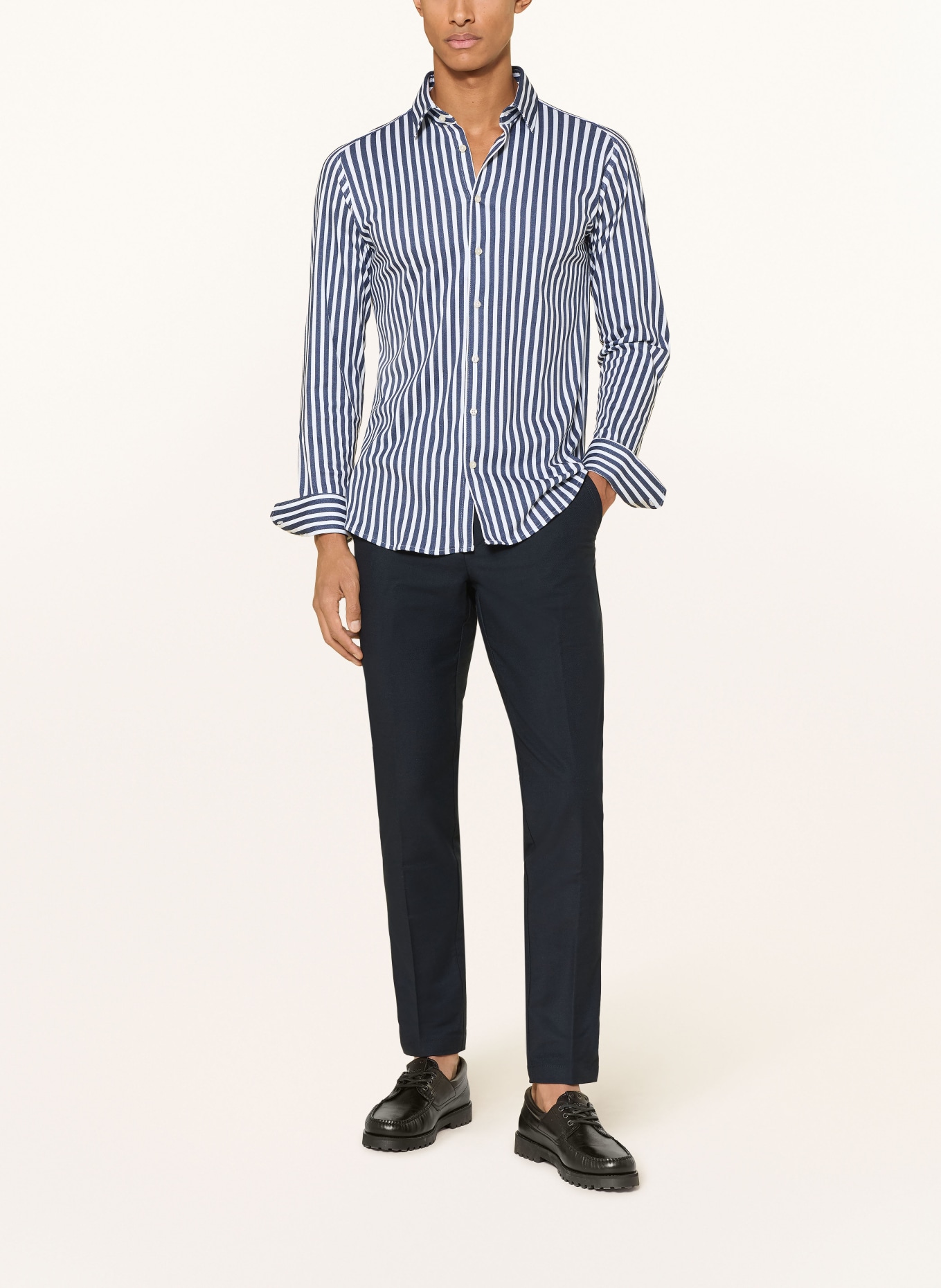 DESOTO Jerseyhemd Slim Fit: DUNKELBLAU / WEISS