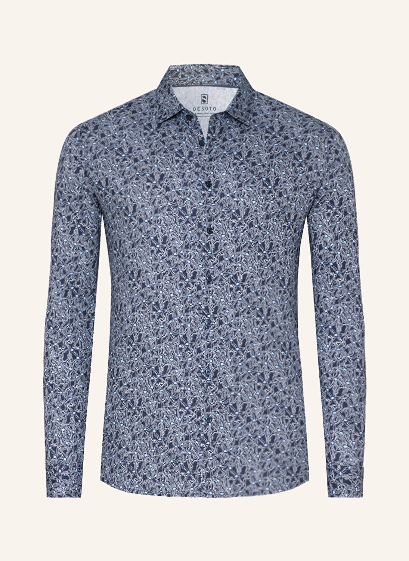 DESOTO Jerseyhemd Slim Fit: DUNKELBLAU / HELLBLAU / WEISS