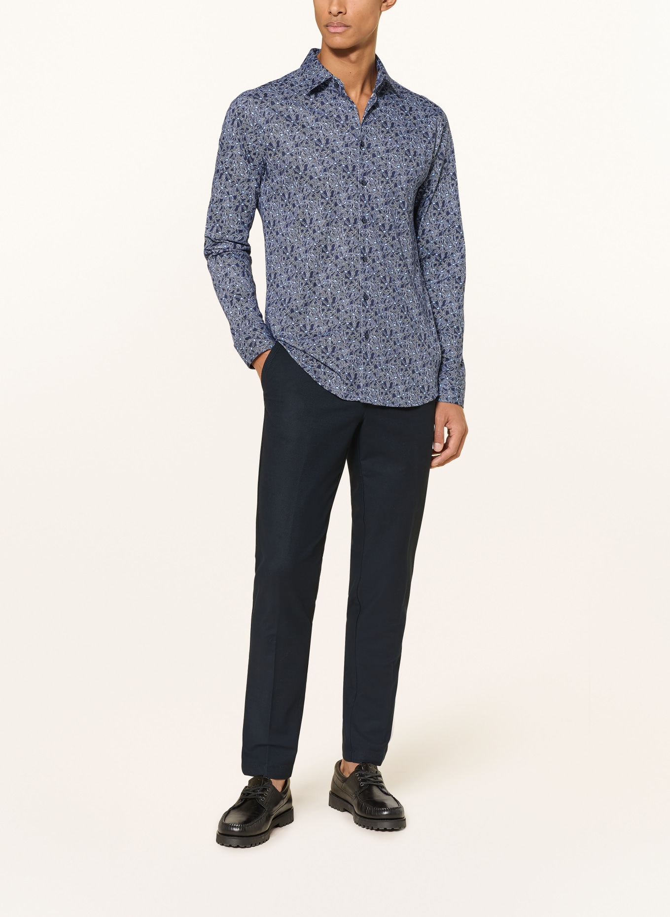 DESOTO Jerseyhemd Slim Fit: DUNKELBLAU / HELLBLAU / WEISS