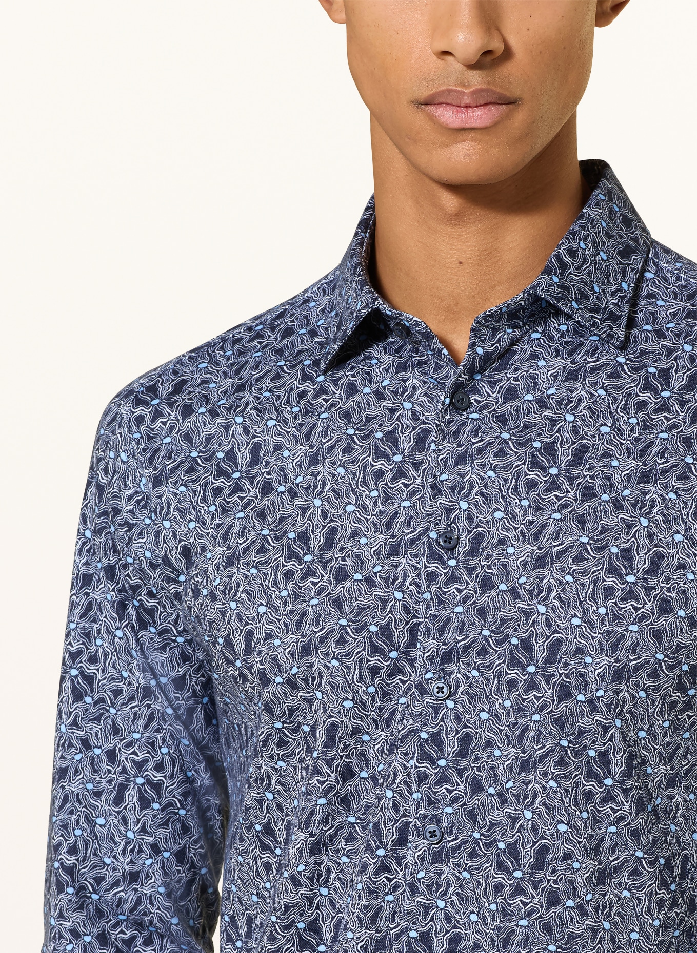 DESOTO Jerseyhemd Slim Fit: DUNKELBLAU / HELLBLAU / WEISS