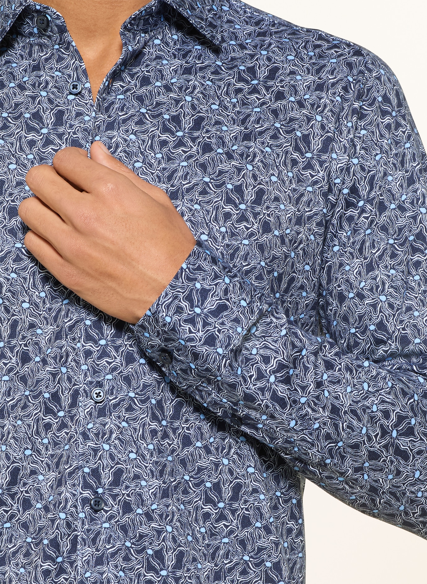 DESOTO Jerseyhemd Slim Fit: DUNKELBLAU / HELLBLAU / WEISS