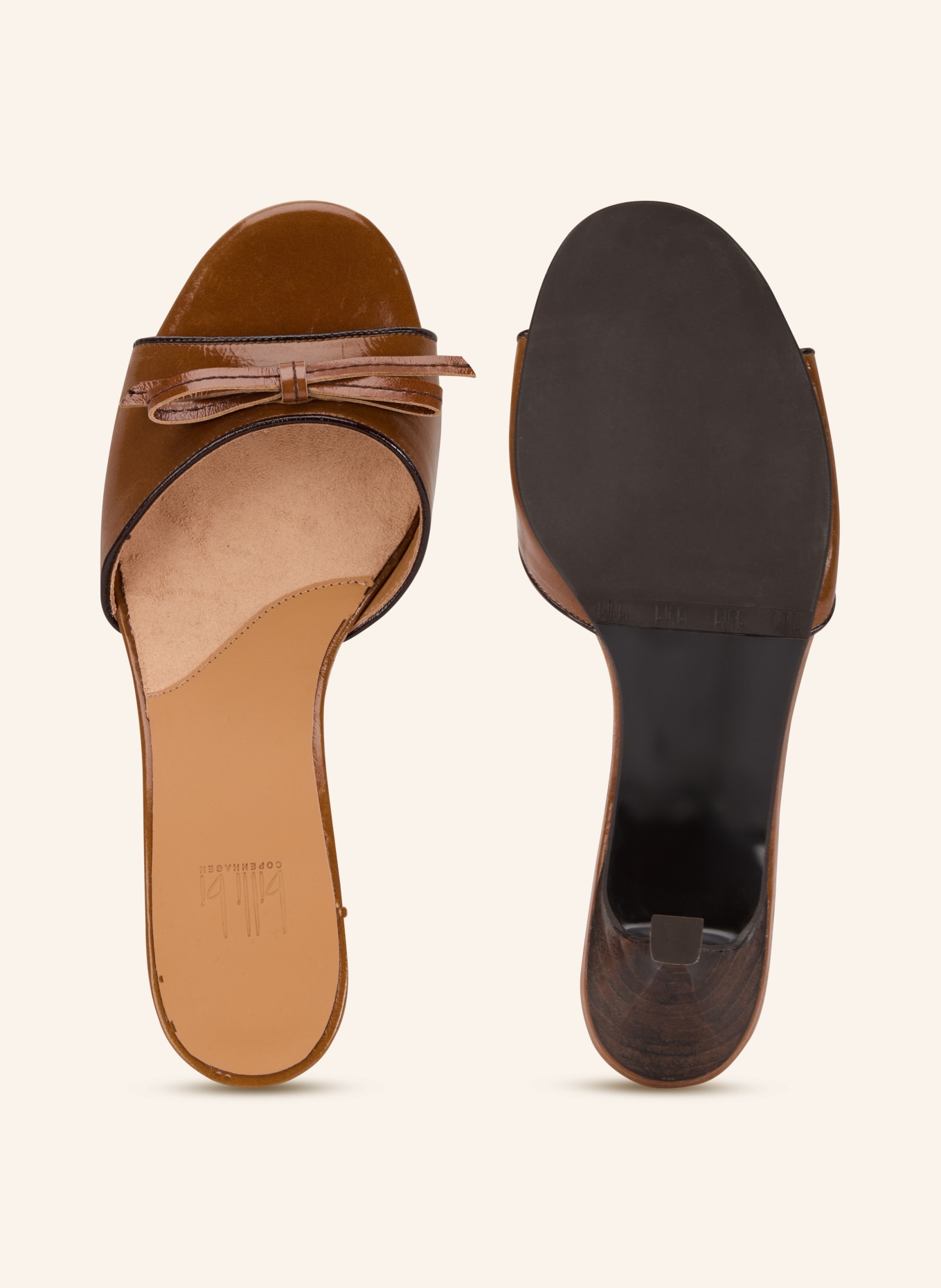 billi bi Mules: COGNAC / SCHWARZ