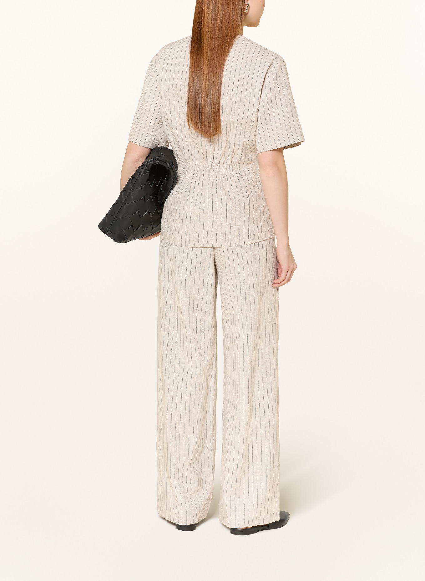 SELECTED Femme Pantalon Marlene en lin: BEIGE / NOIR