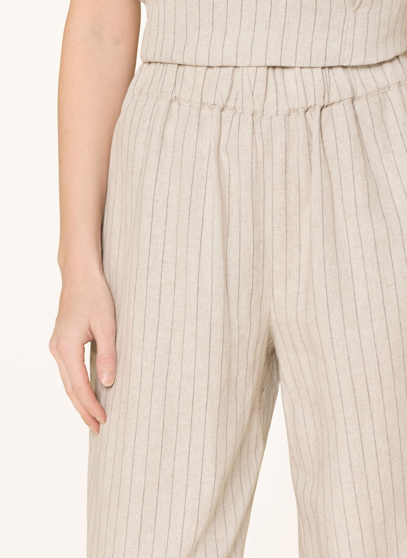SELECTED Femme Pantalon Marlene en lin: BEIGE / NOIR