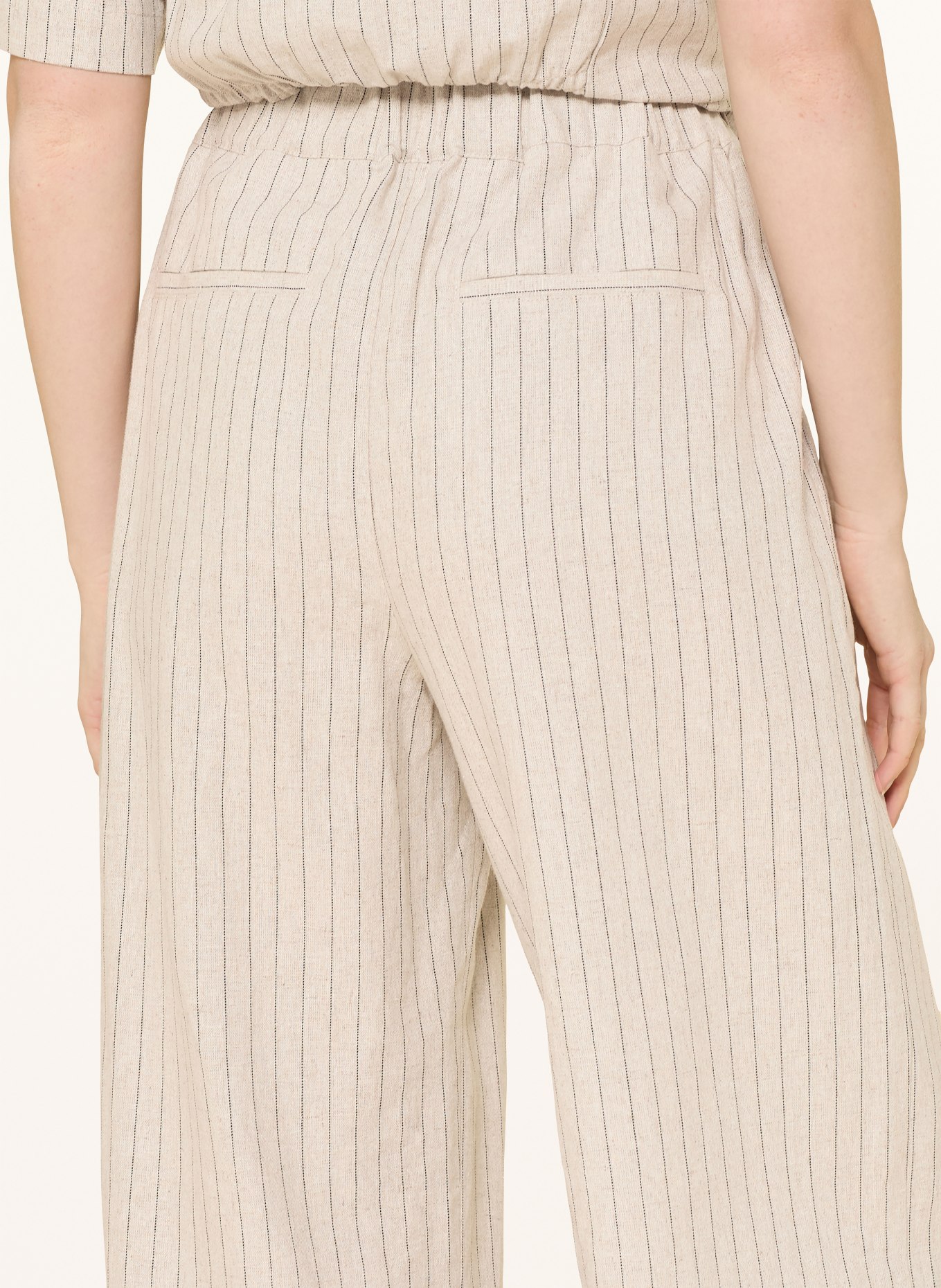 SELECTED Femme Pantalon Marlene en lin: BEIGE / NOIR