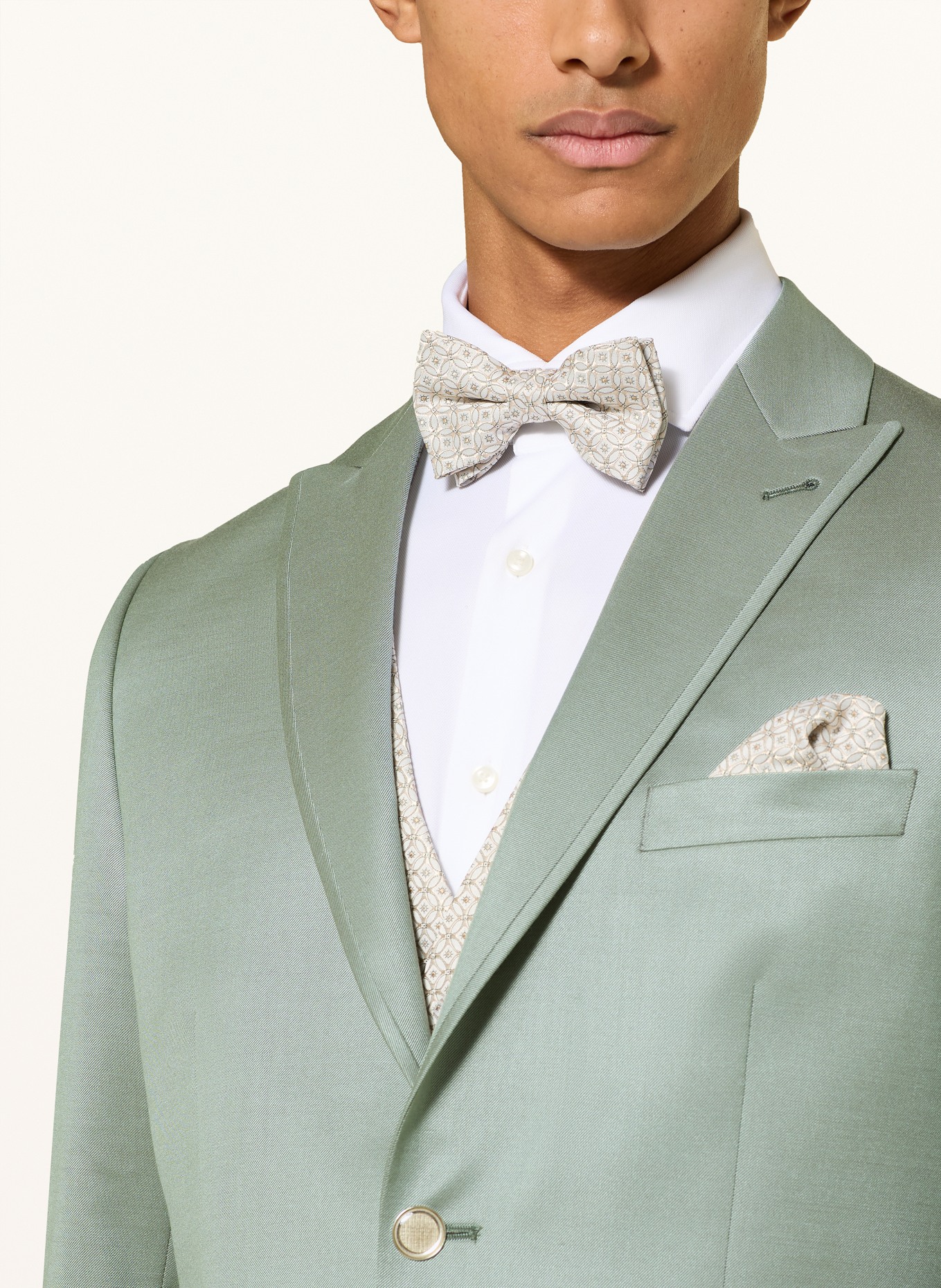WILVORST Set: Bow tie and pocket square: CREAM / BEIGE