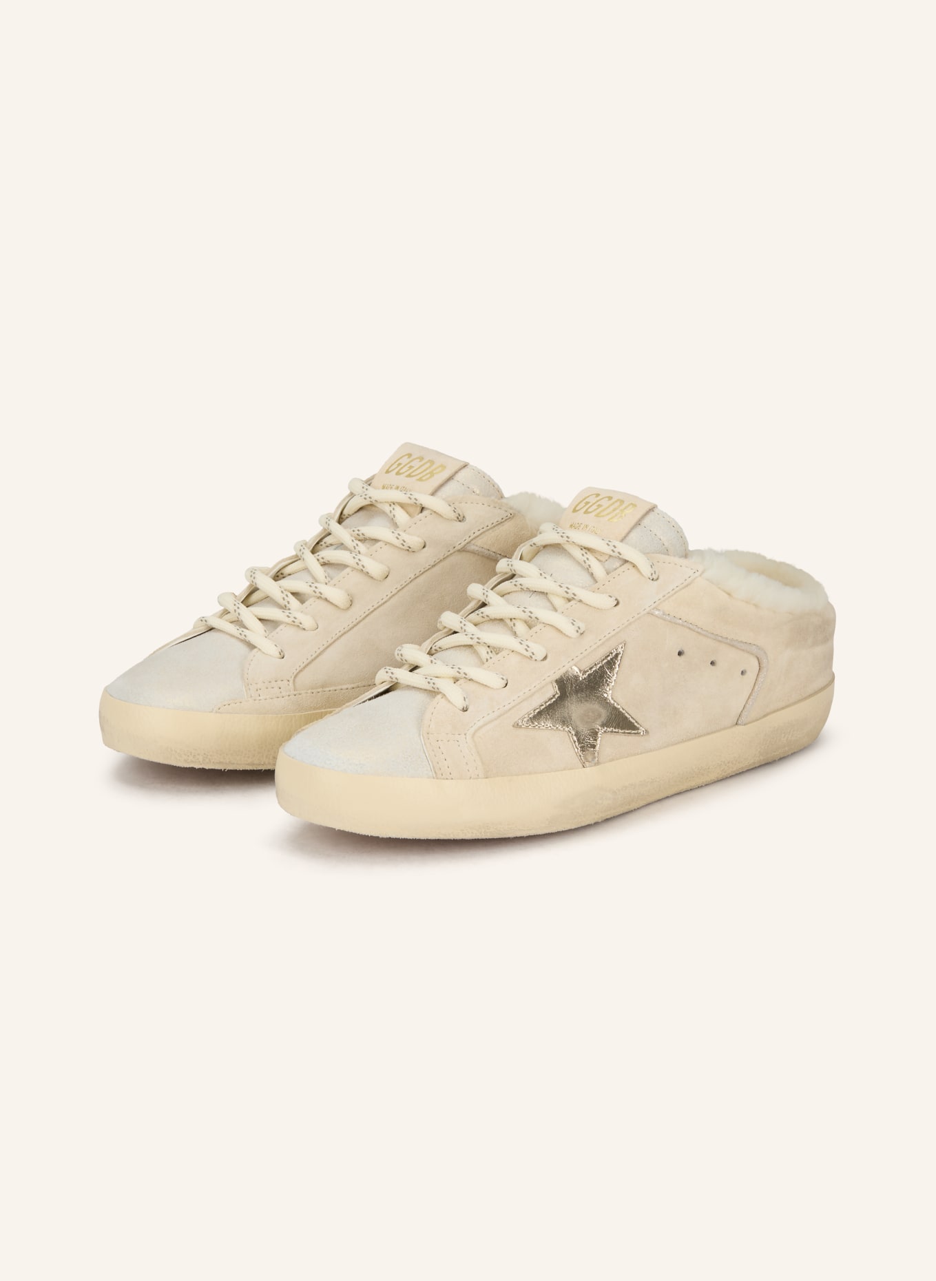 GOLDEN GOOSE Sneakersy wsuwane SUPER STAR: ECRU / PLATYNOWY