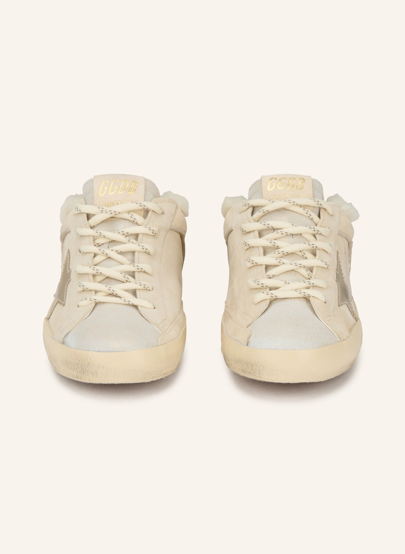 GOLDEN GOOSE Sneakersy wsuwane SUPER STAR: ECRU / PLATYNOWY