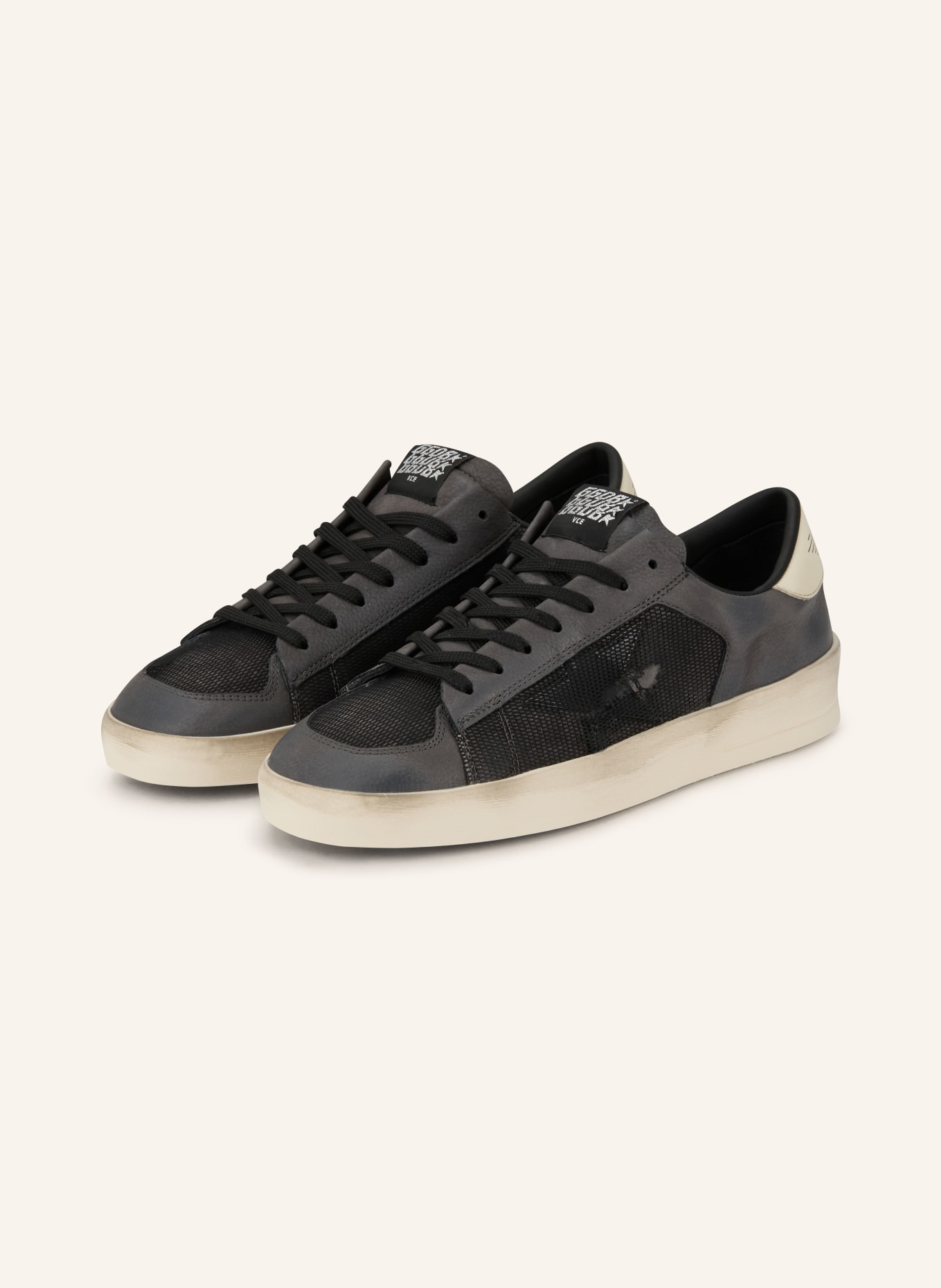 GOLDEN GOOSE Sneaker STARDAN: DUNKELGRAU / CREME / SCHWARZ