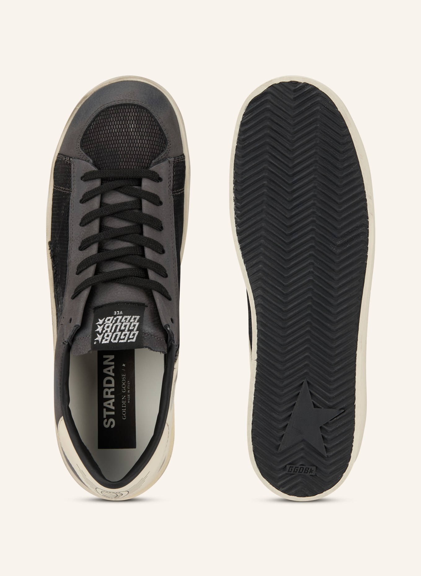 GOLDEN GOOSE Sneaker STARDAN: DUNKELGRAU / CREME / SCHWARZ