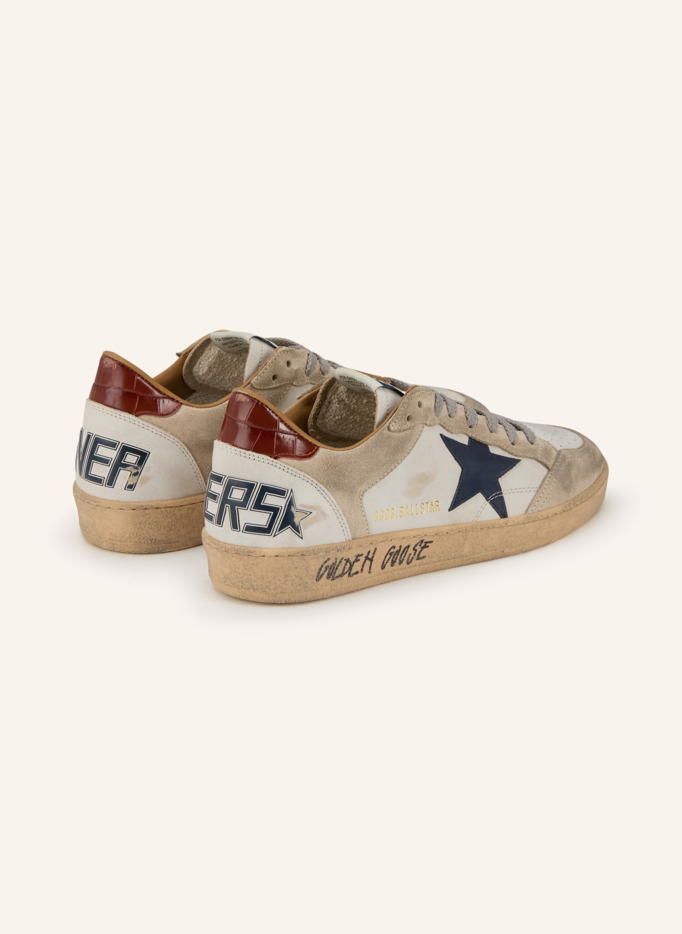 GOLDEN GOOSE Tenisky BALL STAR: BÉŽOVÁ / ČERNOŠEDÁ / TMAVĚ MODRÁ