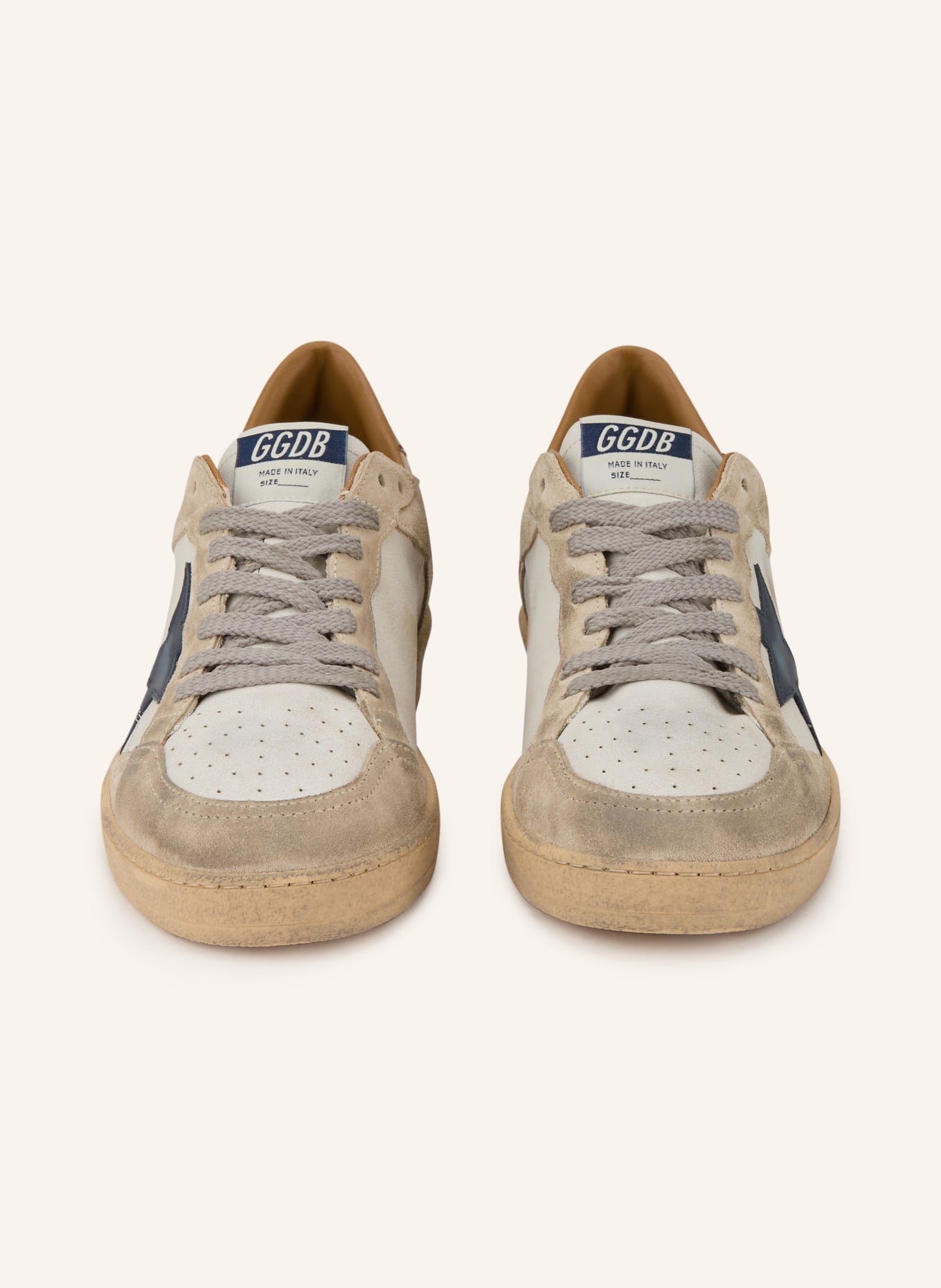 GOLDEN GOOSE Tenisky BALL STAR: BÉŽOVÁ / ČERNOŠEDÁ / TMAVĚ MODRÁ