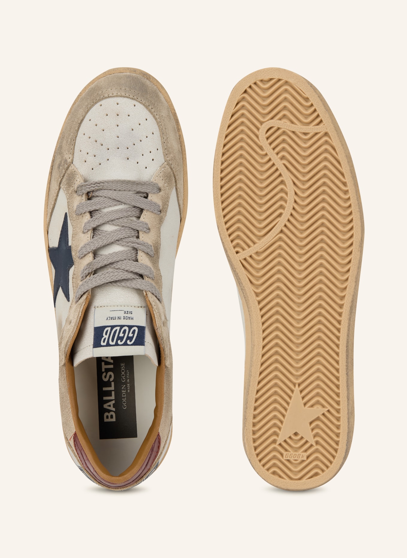 GOLDEN GOOSE Tenisky BALL STAR: BÉŽOVÁ / ČERNOŠEDÁ / TMAVĚ MODRÁ