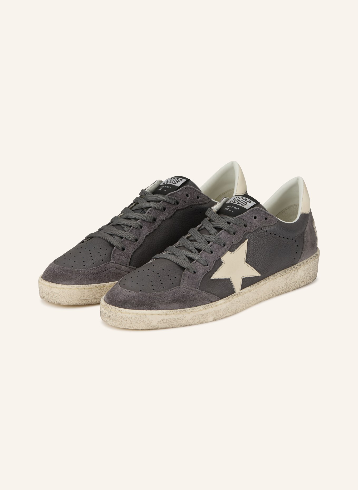 GOLDEN GOOSE Sneaker BALL STAR: DUNKELGRAU / CREME
