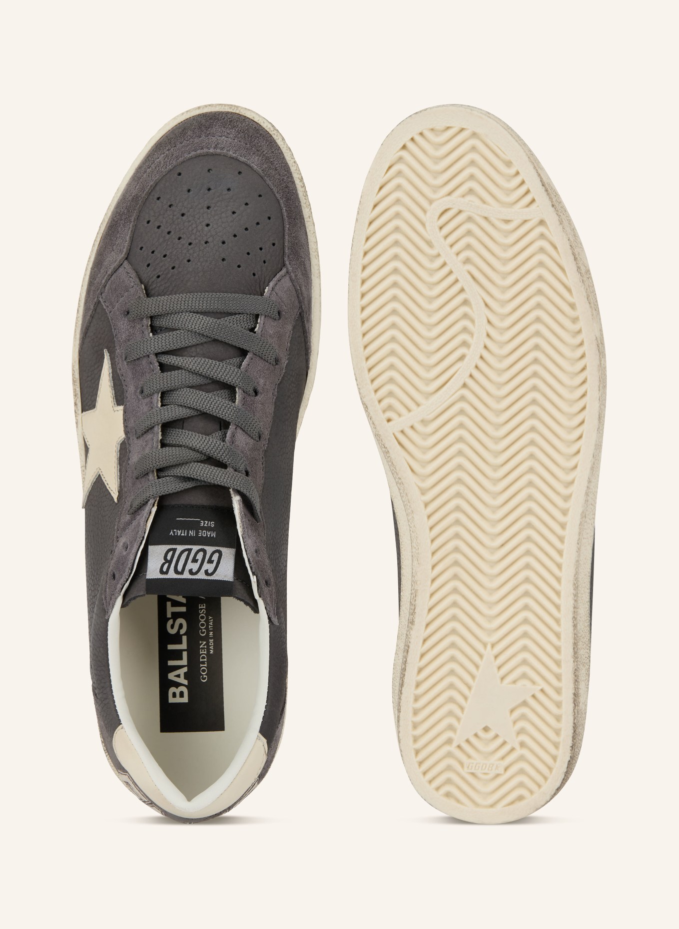 GOLDEN GOOSE Sneaker BALL STAR: DUNKELGRAU / CREME