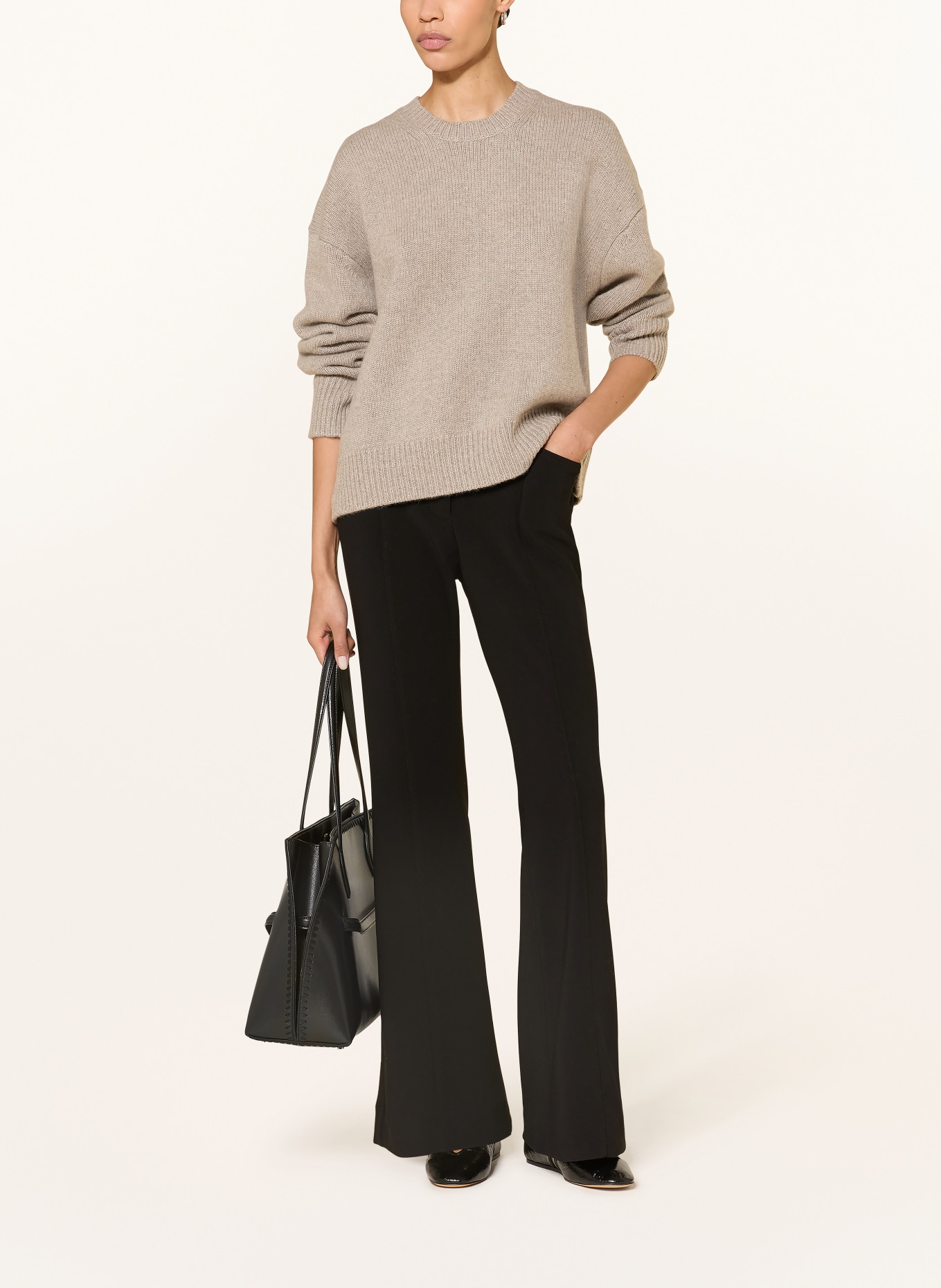 LOULOU DE SAISON PIA oversized cashmere sweater: TAUPE