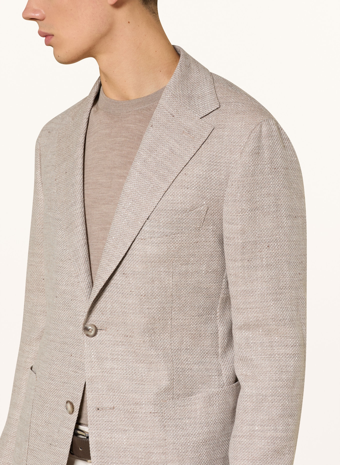 DRESSLER SAWYER Regular Fit jacket with linen and virgin wool: BEIGE