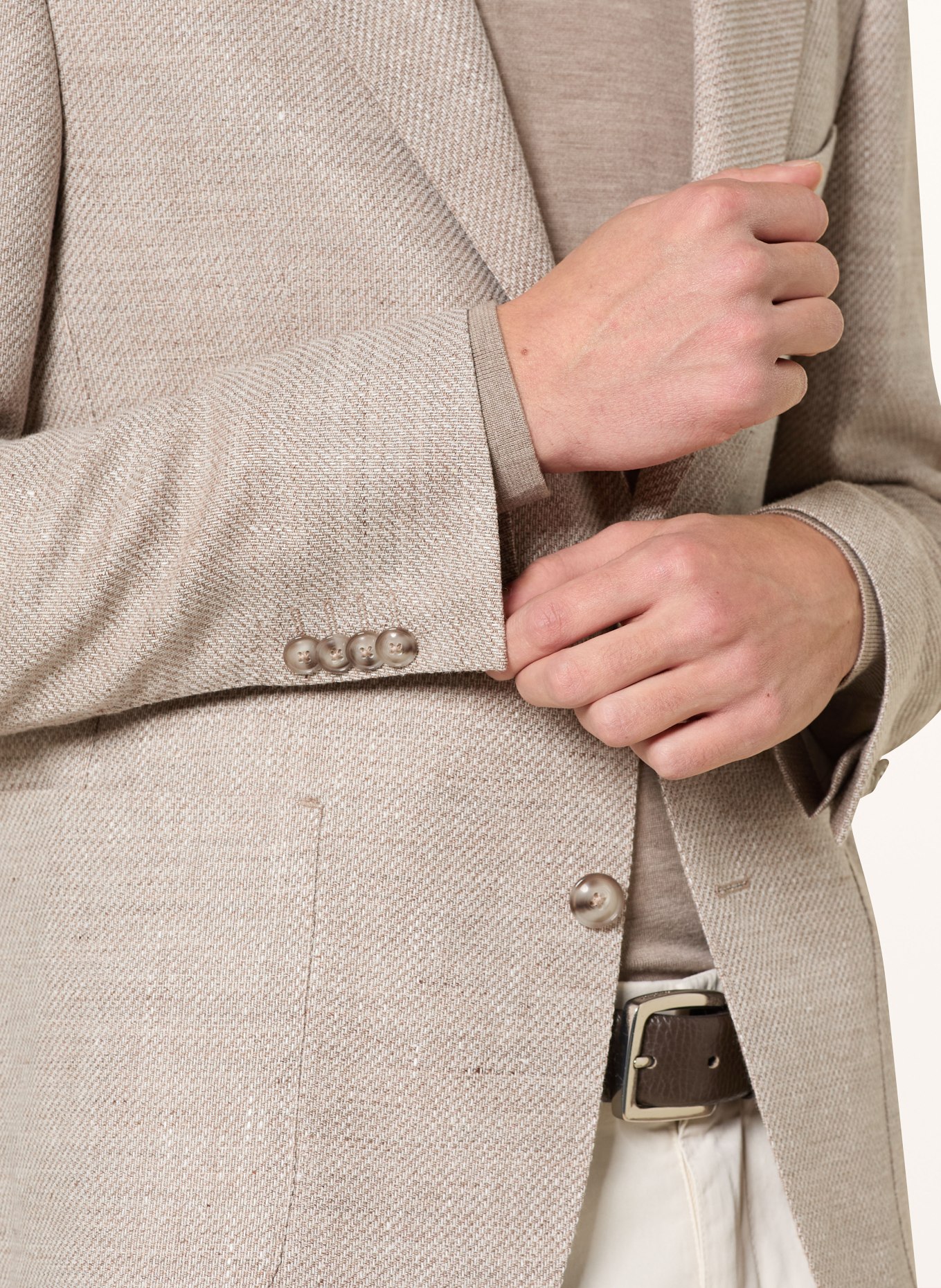 DRESSLER SAWYER Regular Fit jacket with linen and virgin wool: BEIGE