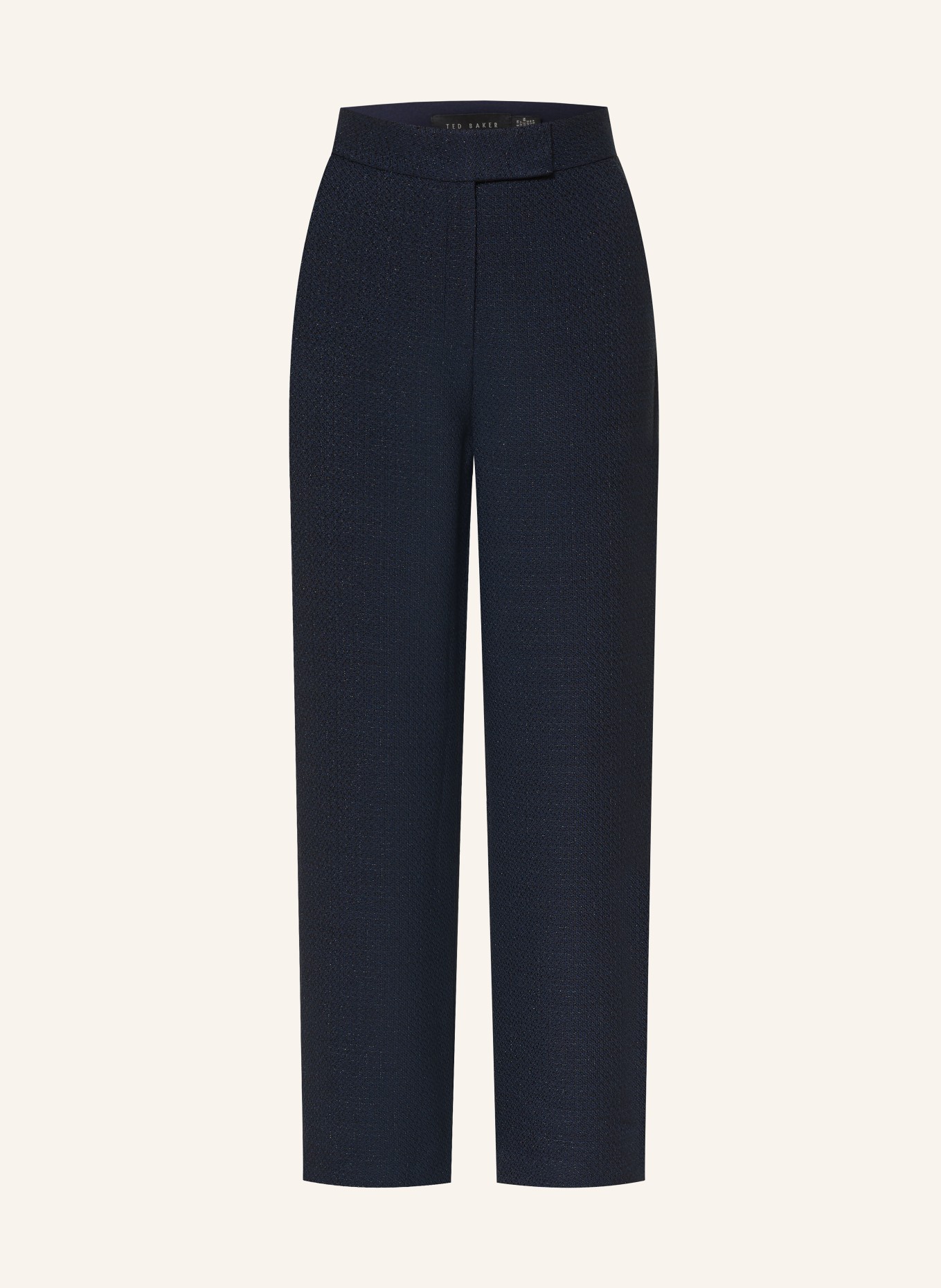 TED BAKER FLOXAT bouclé pants with glitter yarn: DARK BLUE