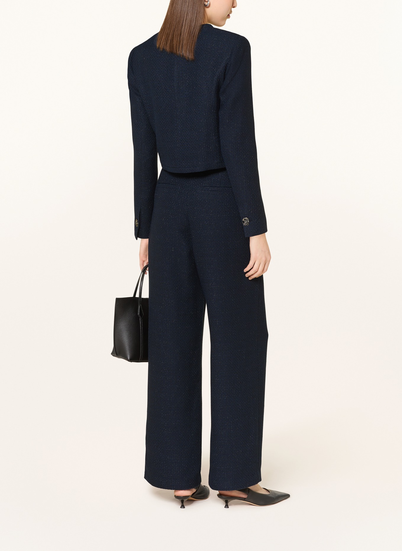 TED BAKER FLOXAT bouclé pants with glitter yarn: DARK BLUE