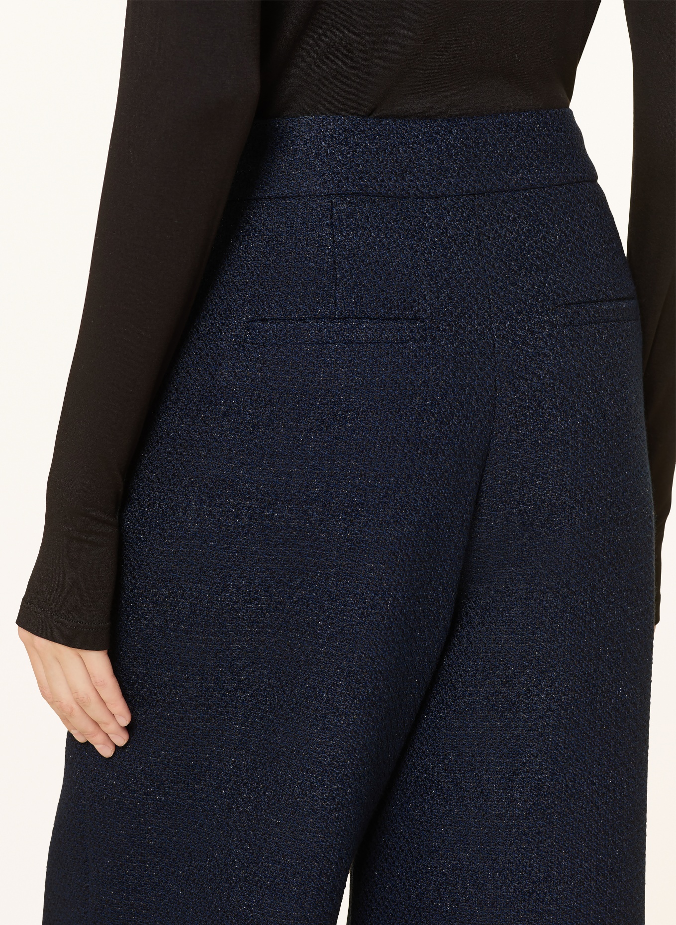 TED BAKER FLOXAT bouclé pants with glitter yarn: DARK BLUE