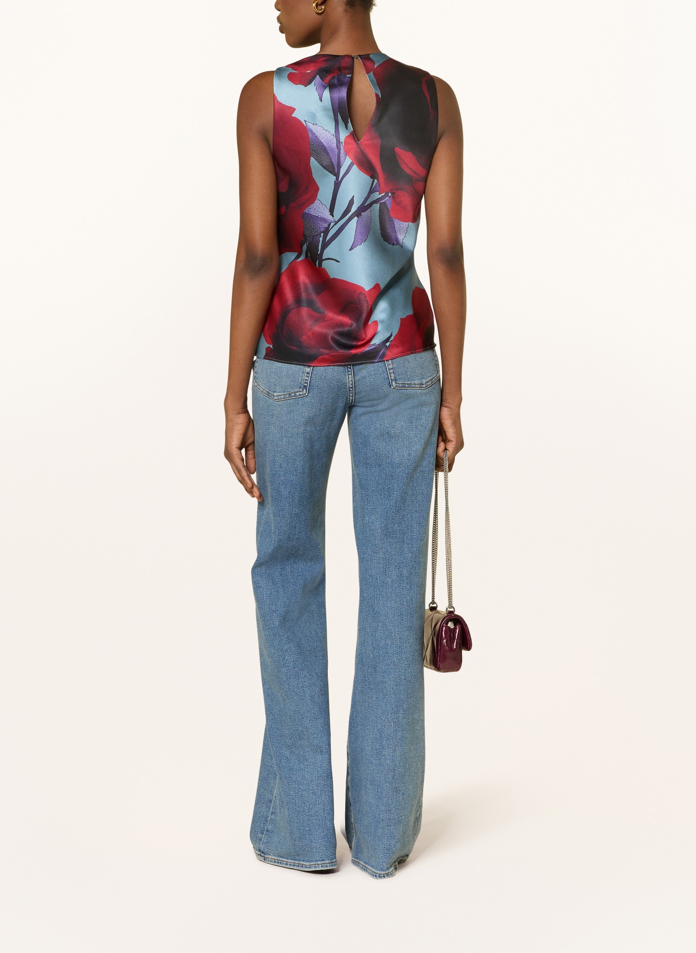 TED BAKER Satynowa bluzka HARPLYN: SZARONIEBIESKI / FIOLETOWY / CIEMNOCZERWONY