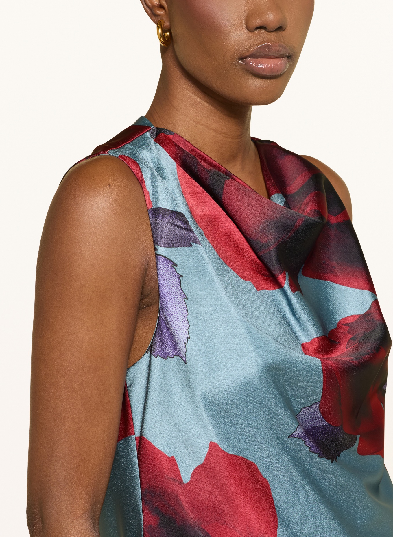 TED BAKER Satynowa bluzka HARPLYN: SZARONIEBIESKI / FIOLETOWY / CIEMNOCZERWONY