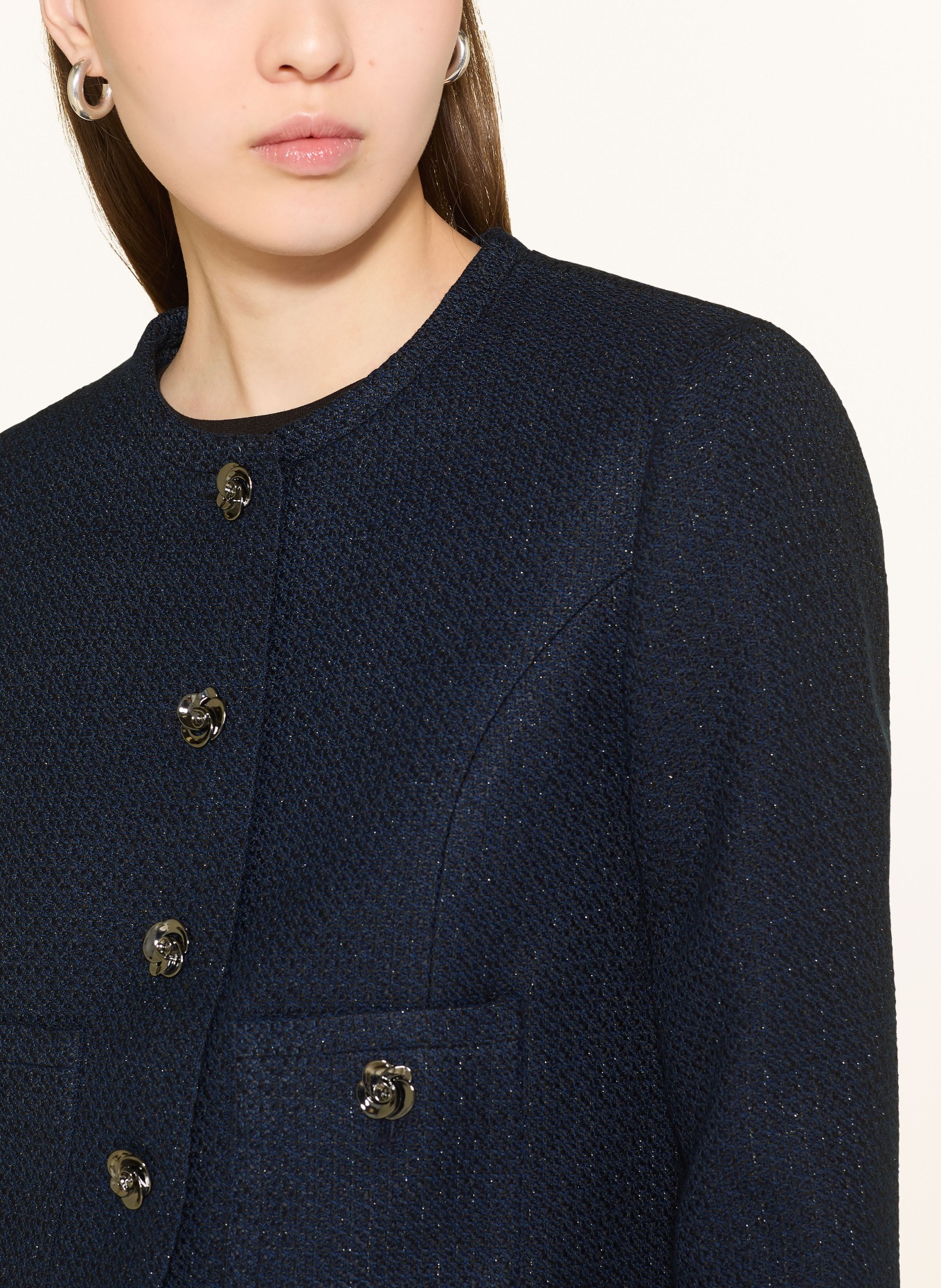 TED BAKER Sako FLOXAT z bouclé s třpytivou přízí: TMAVĚ MODRÁ