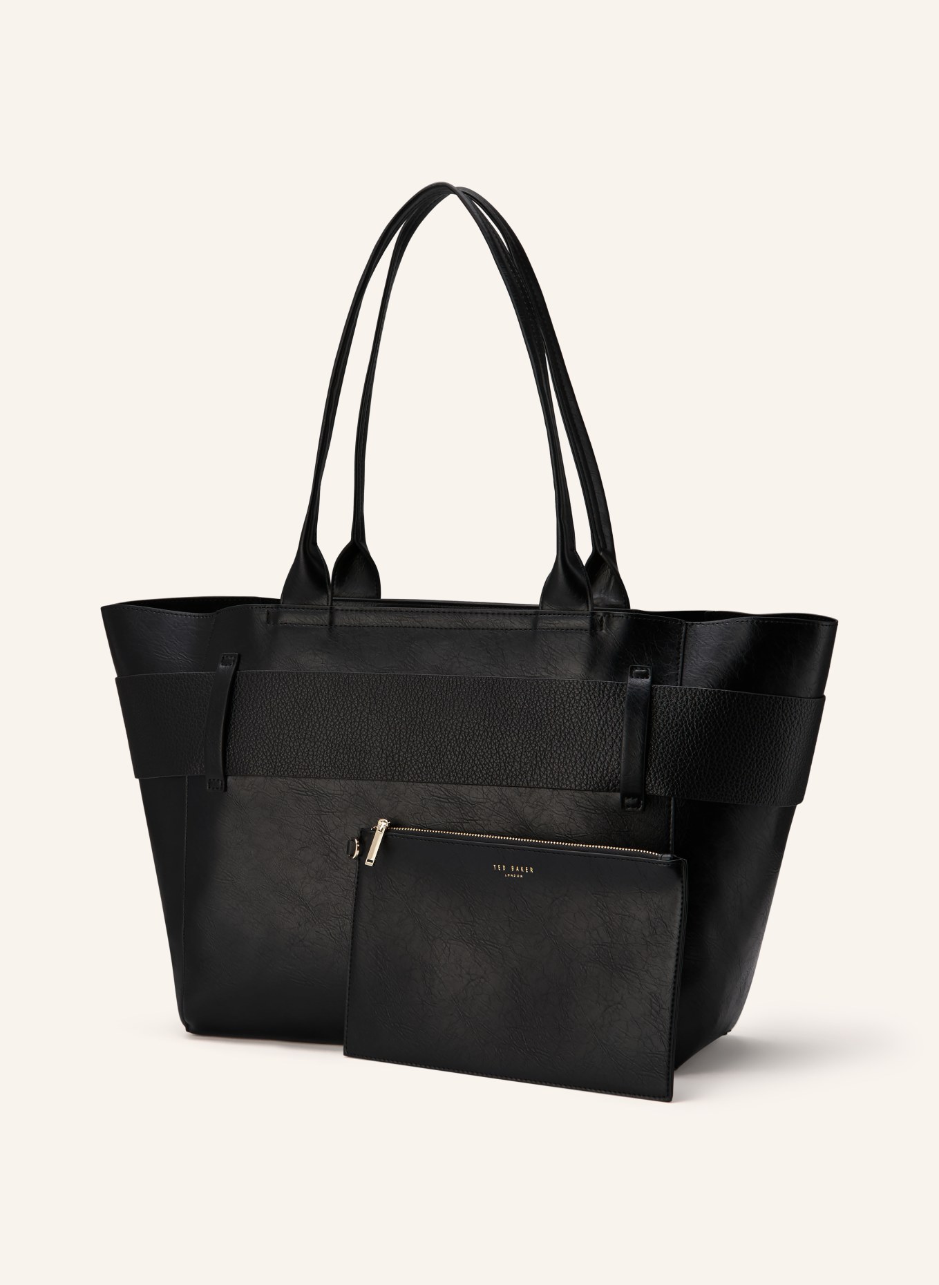 TED BAKER JIMMAPU LARGE shopper bag with pouch: BLACK
