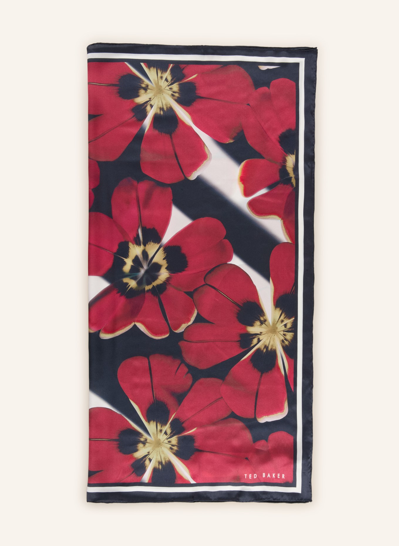 TED BAKER Silk scarf JEEANN: DARK RED / WHITE / BLACK