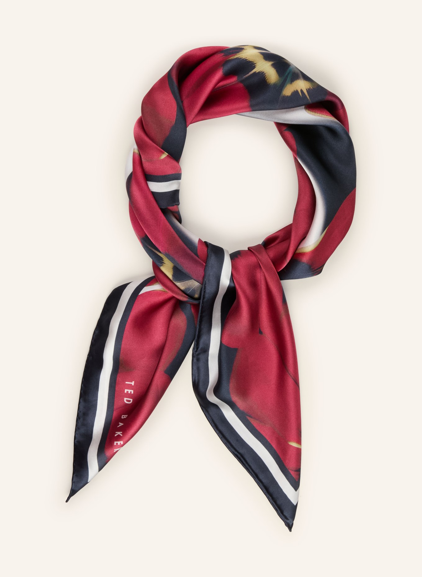 TED BAKER Silk scarf JEEANN: DARK RED / WHITE / BLACK