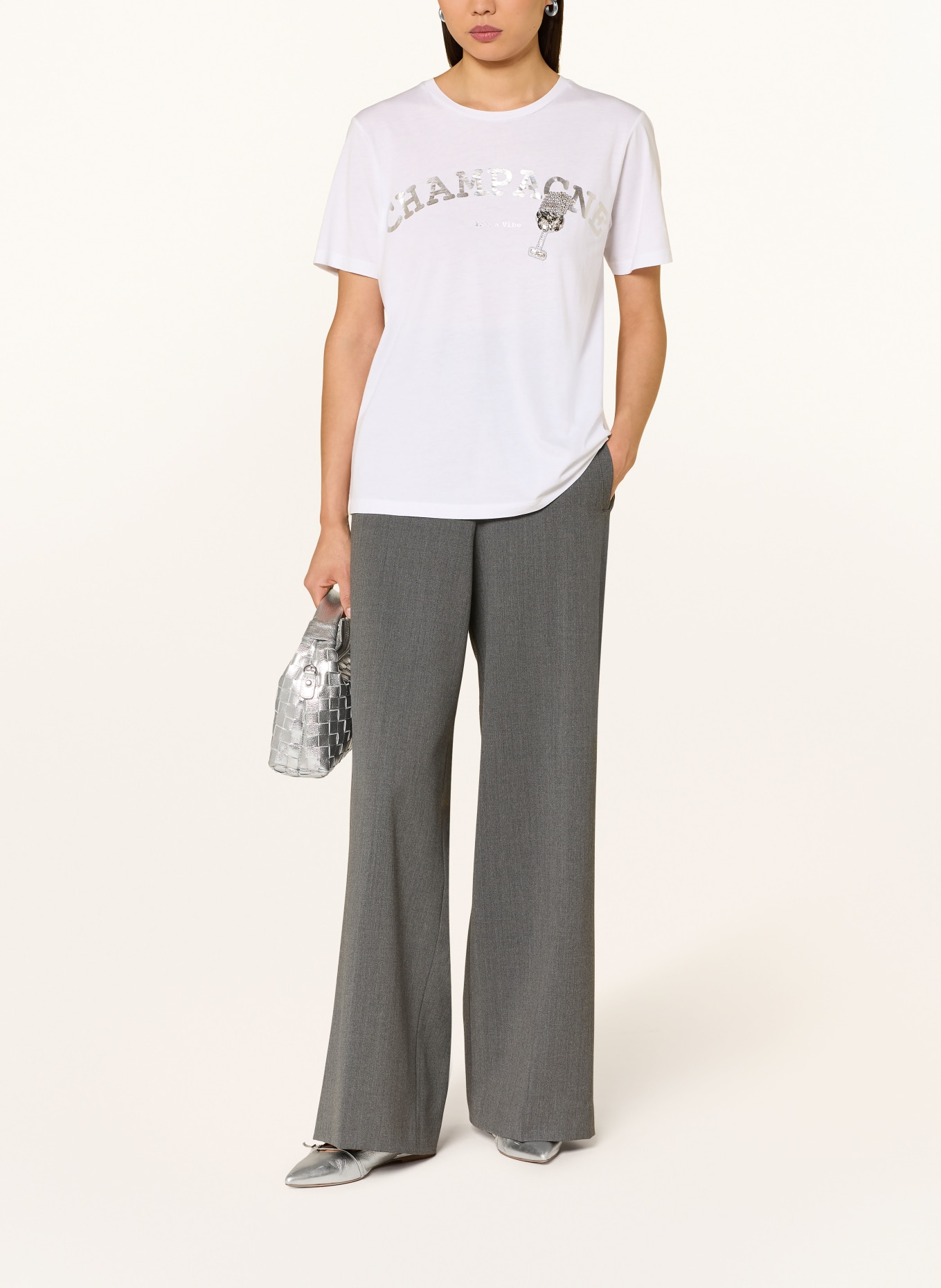 MARC AUREL T-Shirt mit Schmucksteinen: WEISS