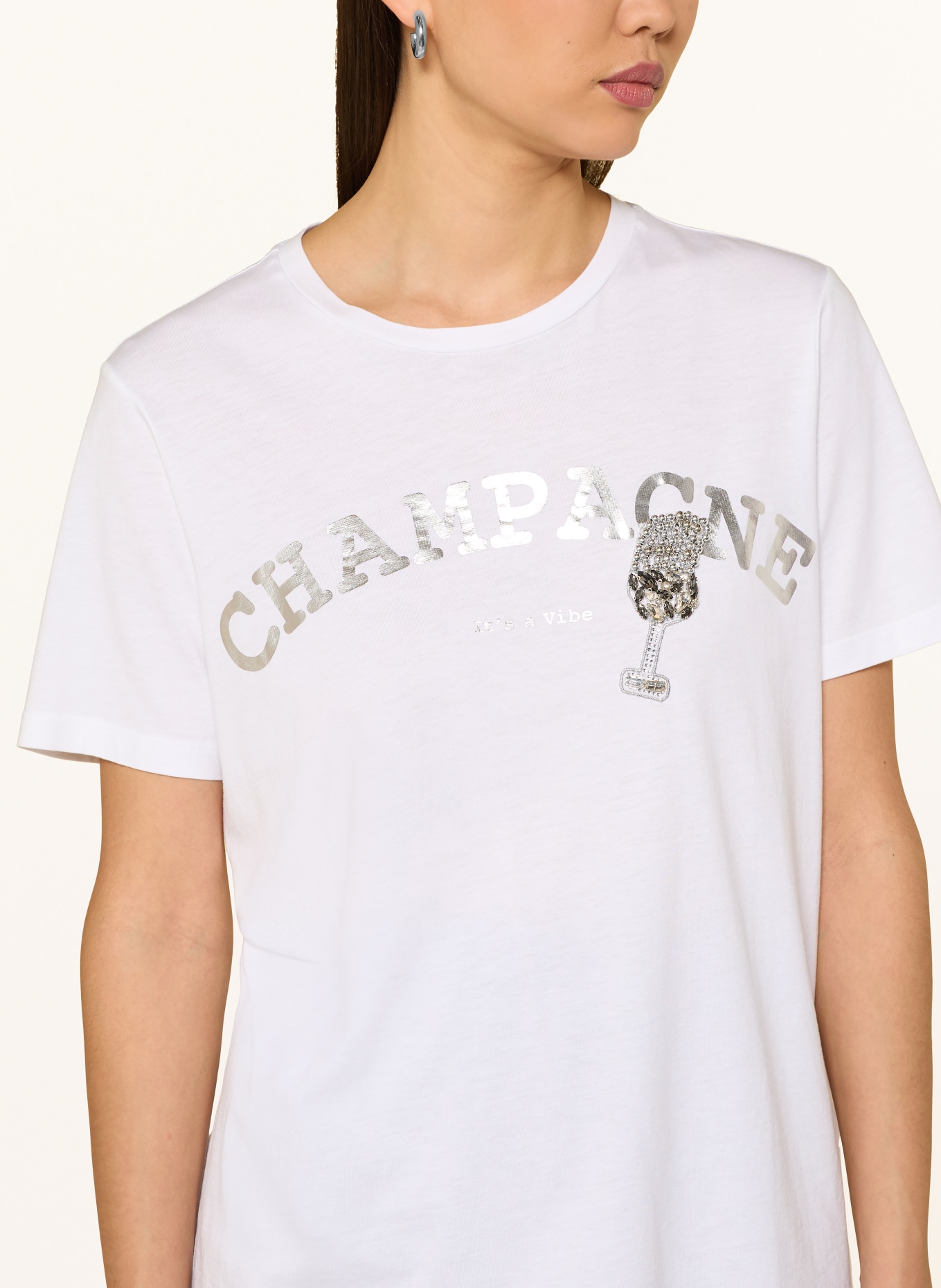 MARC AUREL T-Shirt mit Schmucksteinen: WEISS