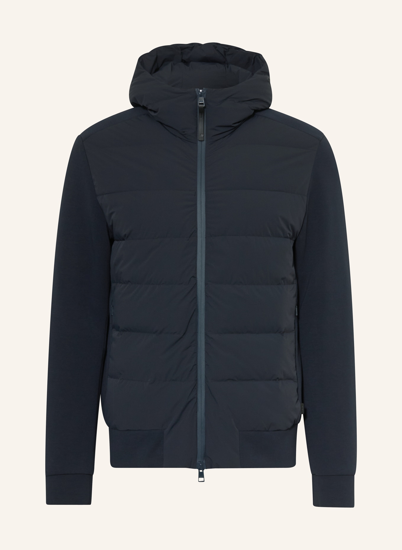 DUNO Daunenjacke im Materialmix: DUNKELBLAU