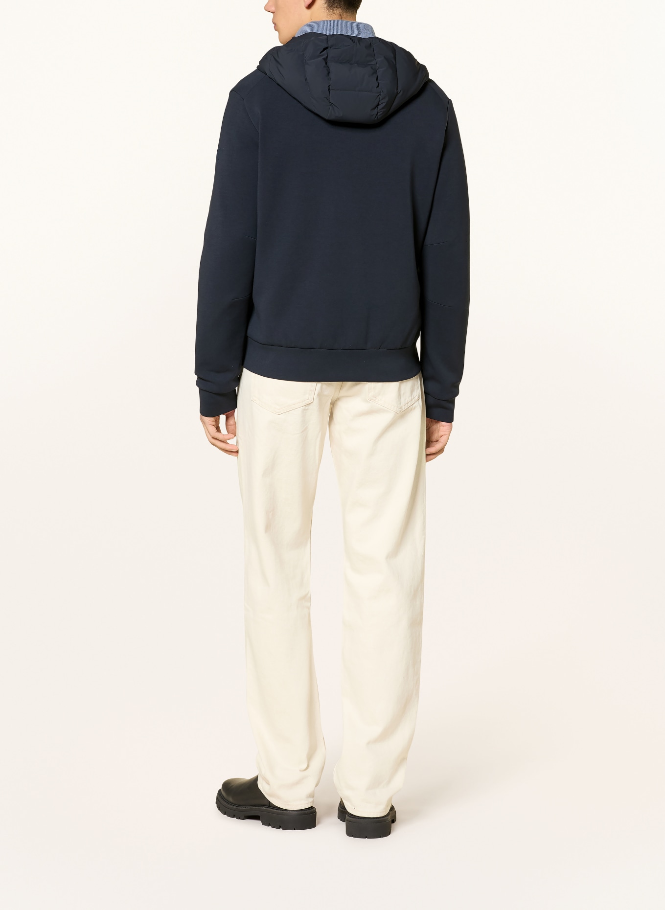 DUNO Daunenjacke im Materialmix: DUNKELBLAU