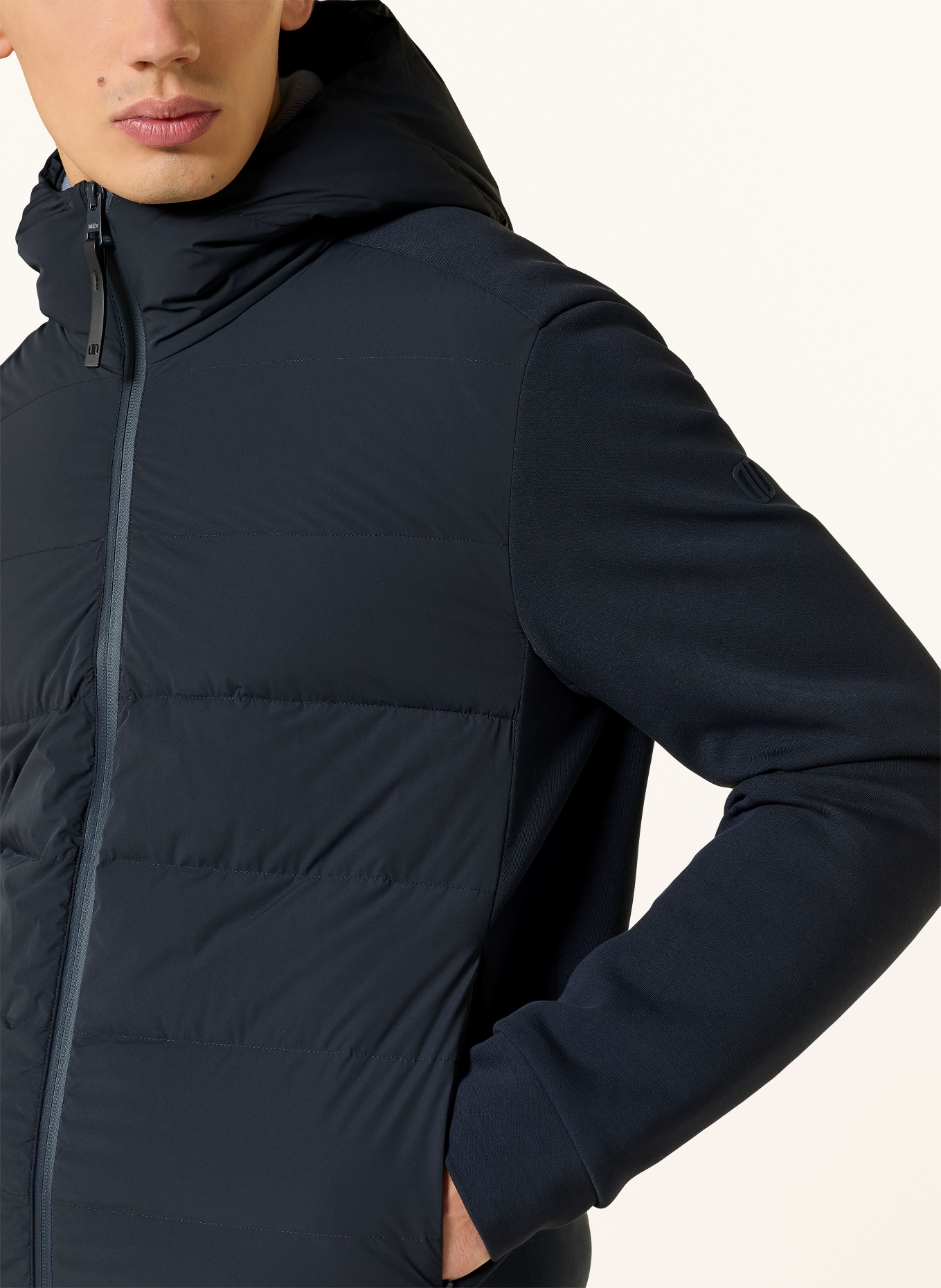 DUNO Daunenjacke im Materialmix: DUNKELBLAU